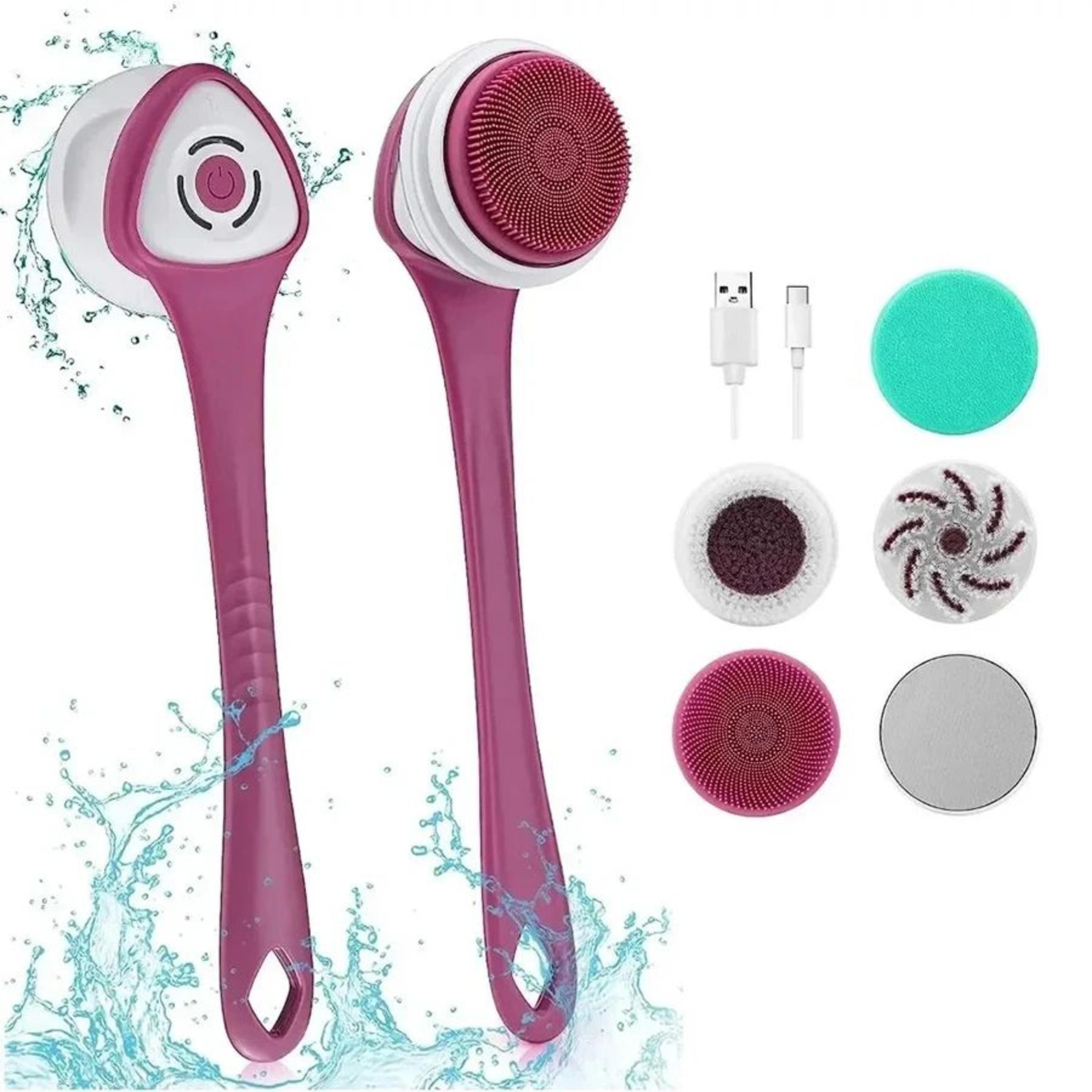 5 in 1 electric bath brush rechargeable body scrubber with long handle and spin shower brush