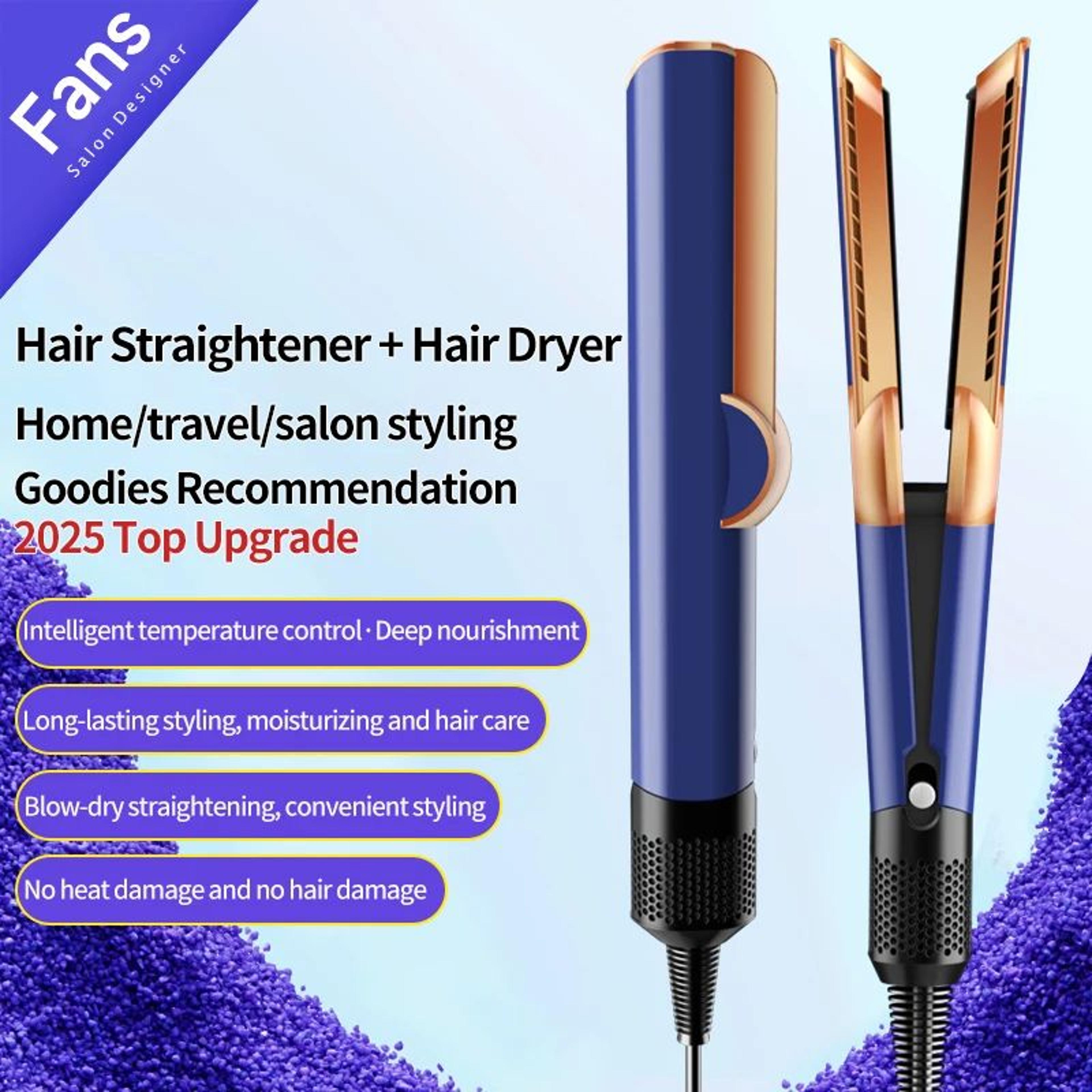 2-in-1 hair straightener and hair dryer brush with negative ion technology eu plug
