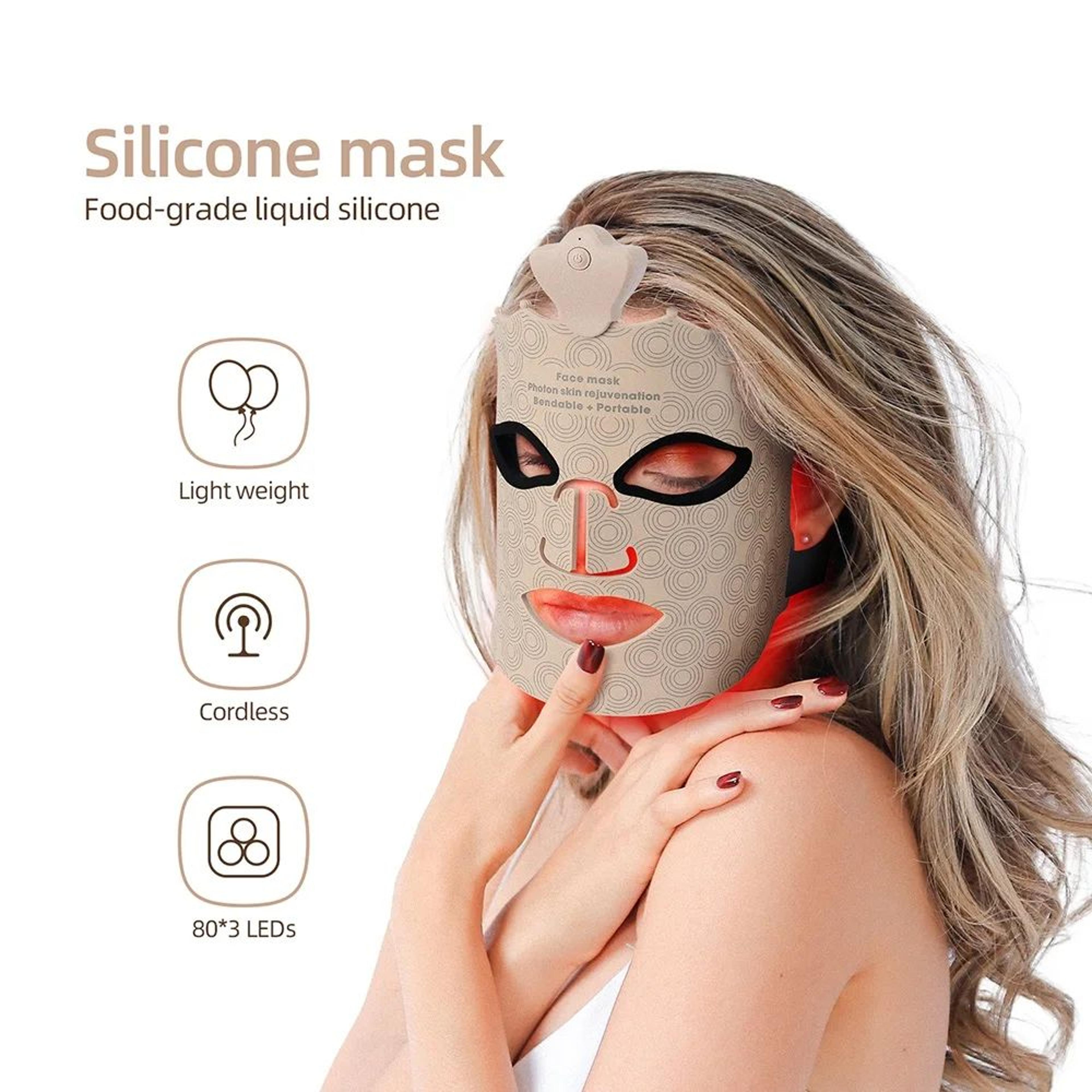 lumiglow led face mask wireless red light therapy 7 color silicone facial mask