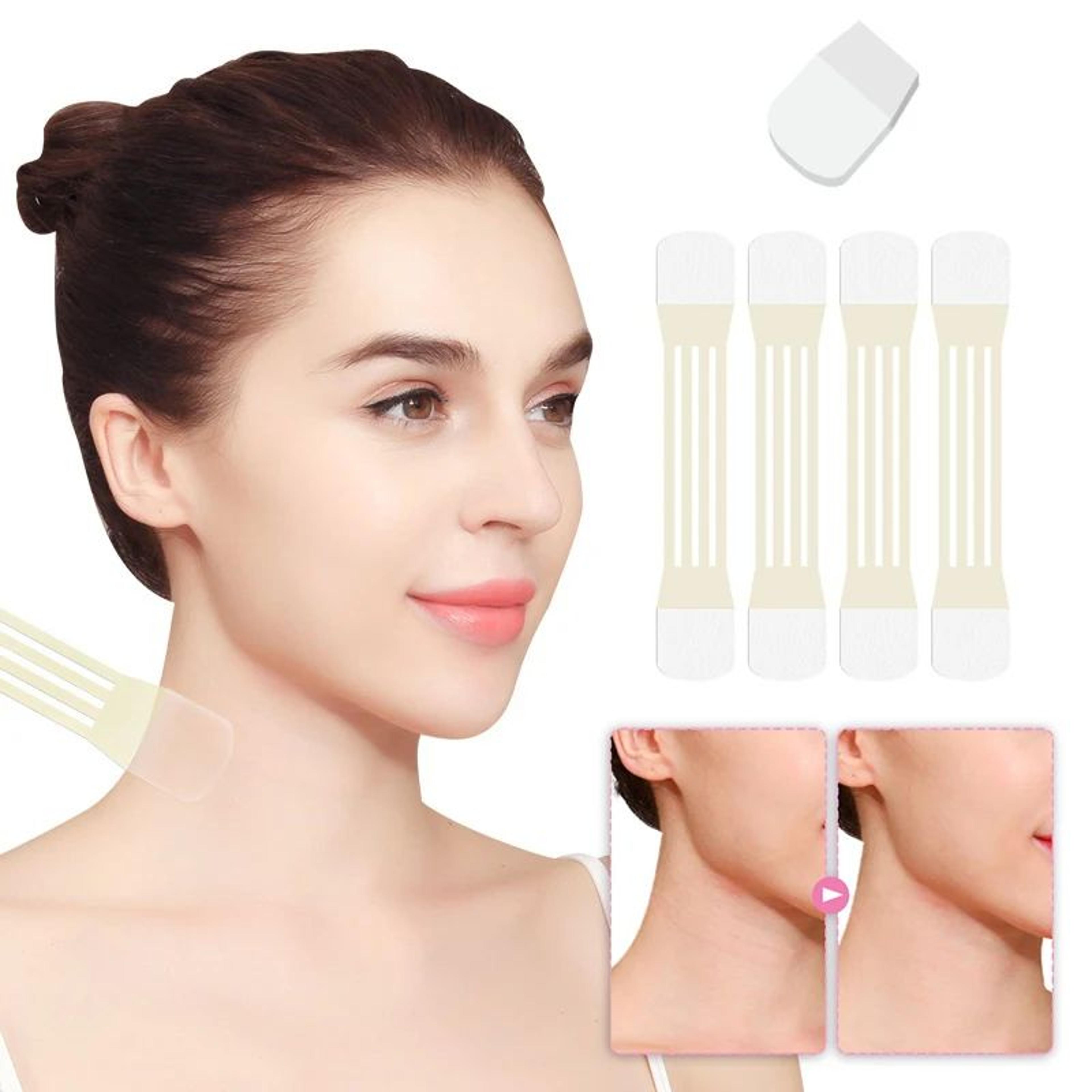 invisible neck lift tape and face lift tape set with 4 reusable bands and 20 lift patches