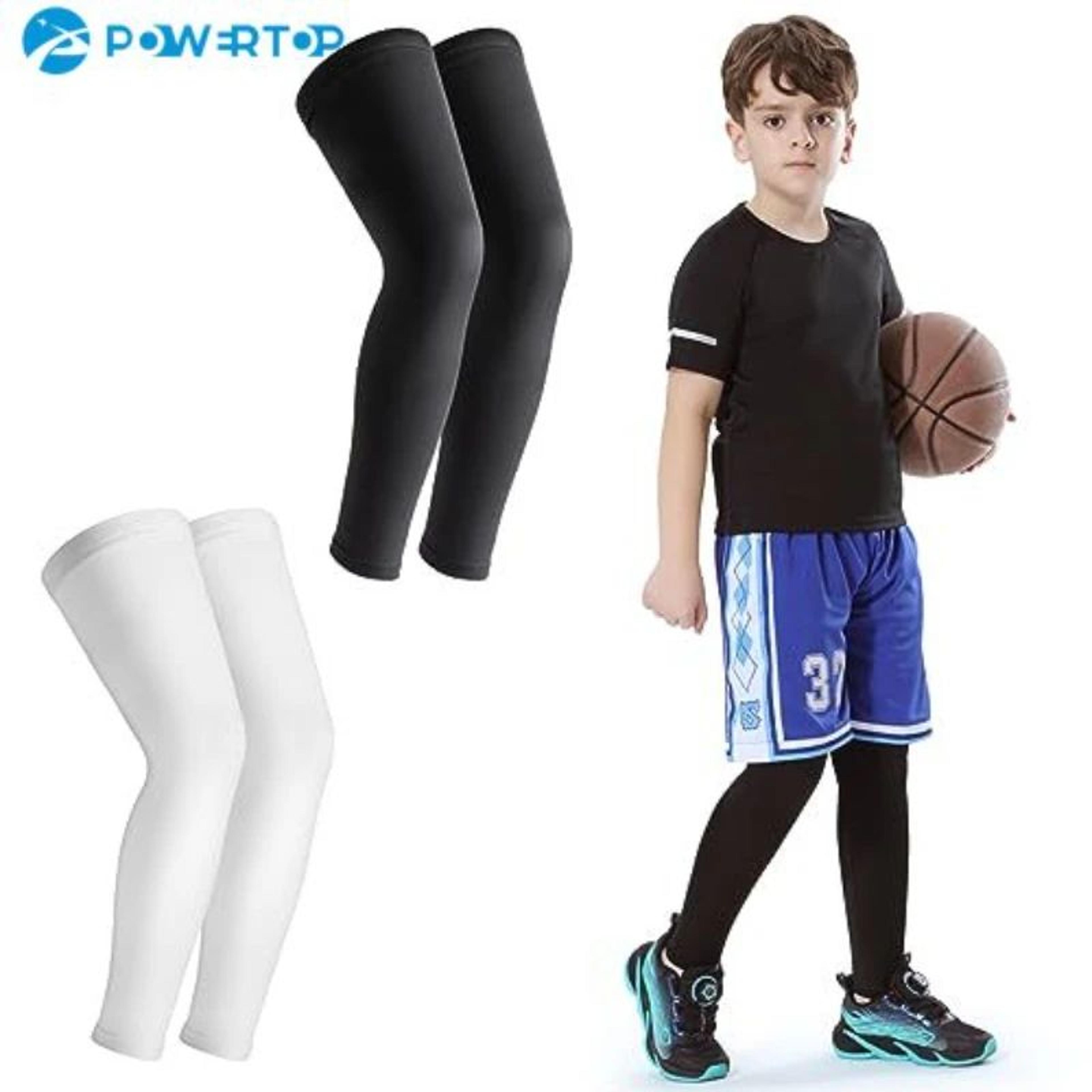 kids compression leg sleeves with uv protection for basketball running and sports