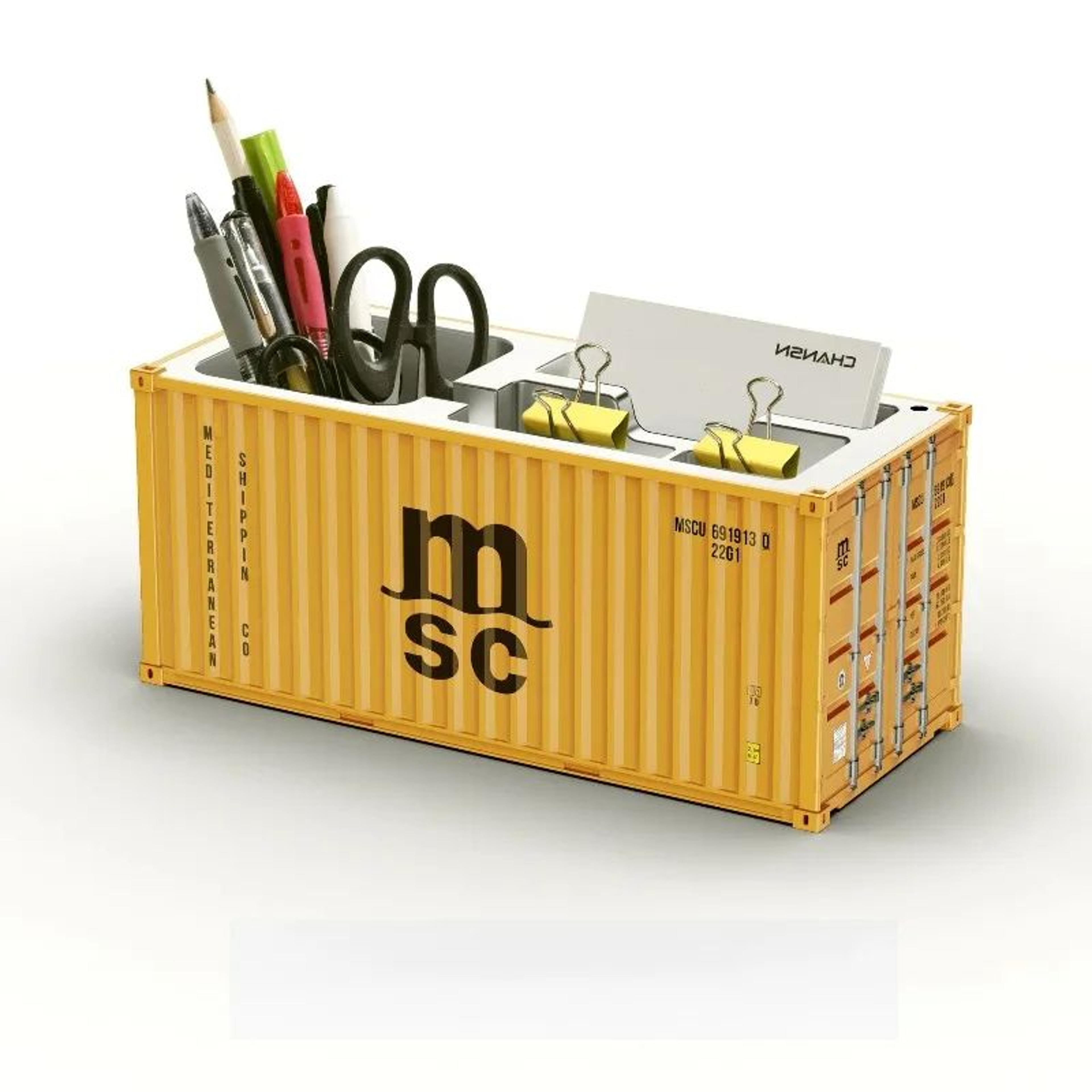 shipping container pen holder desk organizer desktop storage box