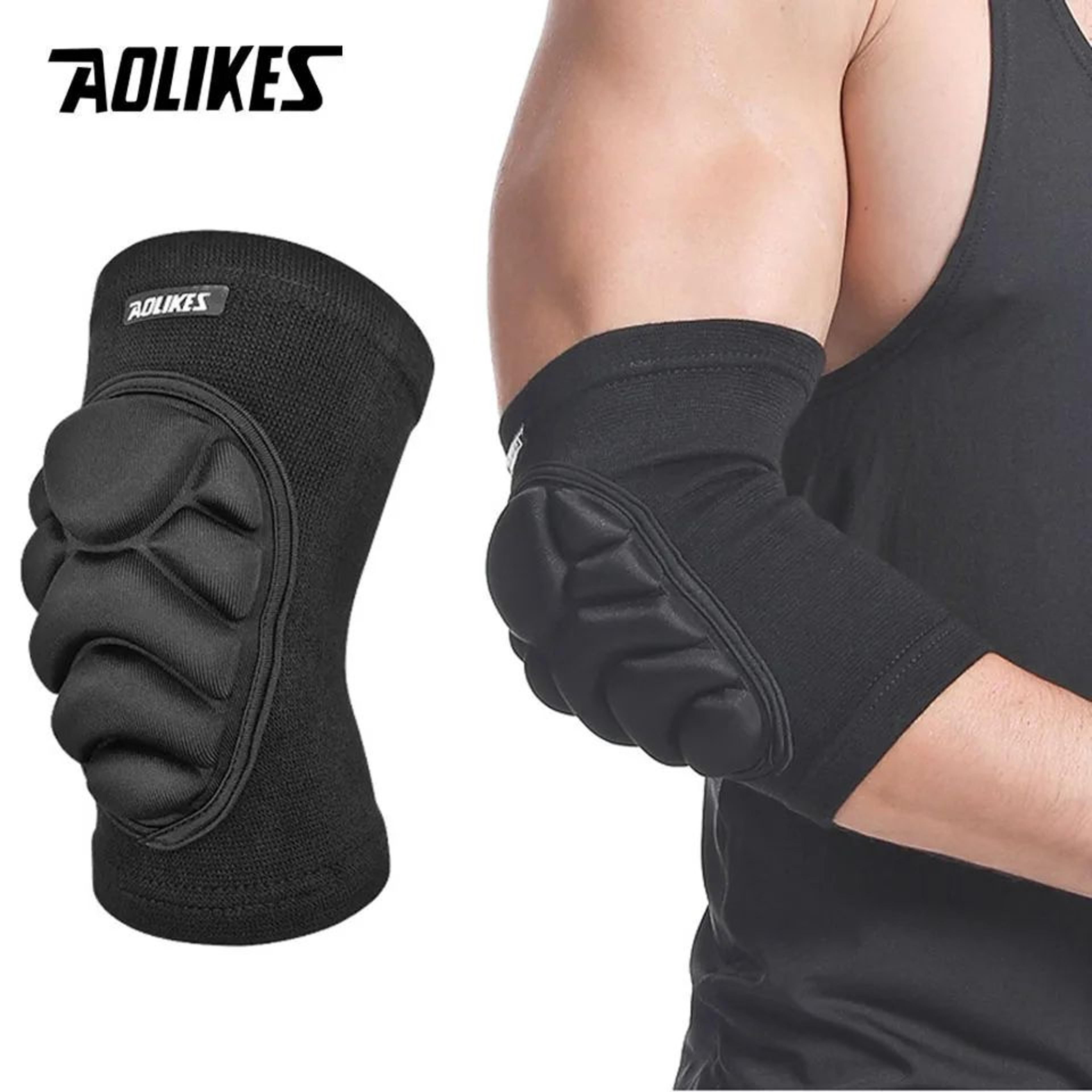 aolikes elbow pads pair with sponge cushioning and compression elbow brace for sports support