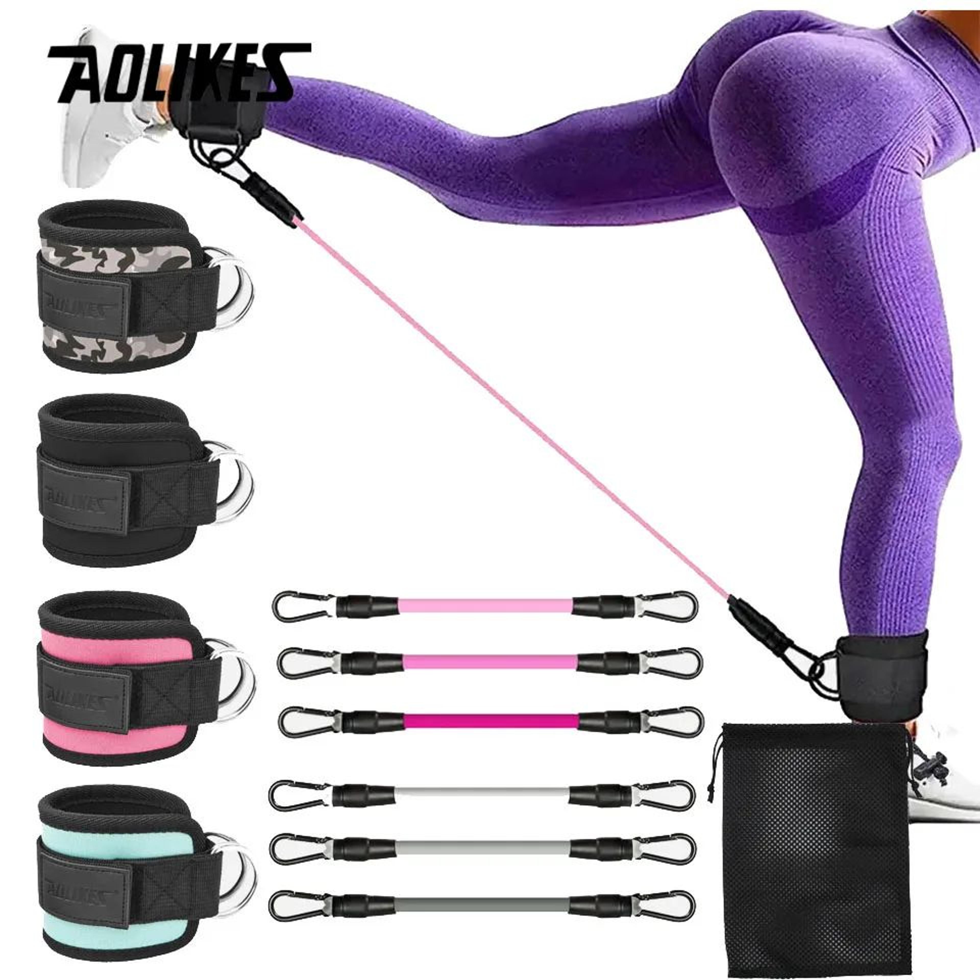 aolikes double d-ring cable ankle straps for glute and leg workouts