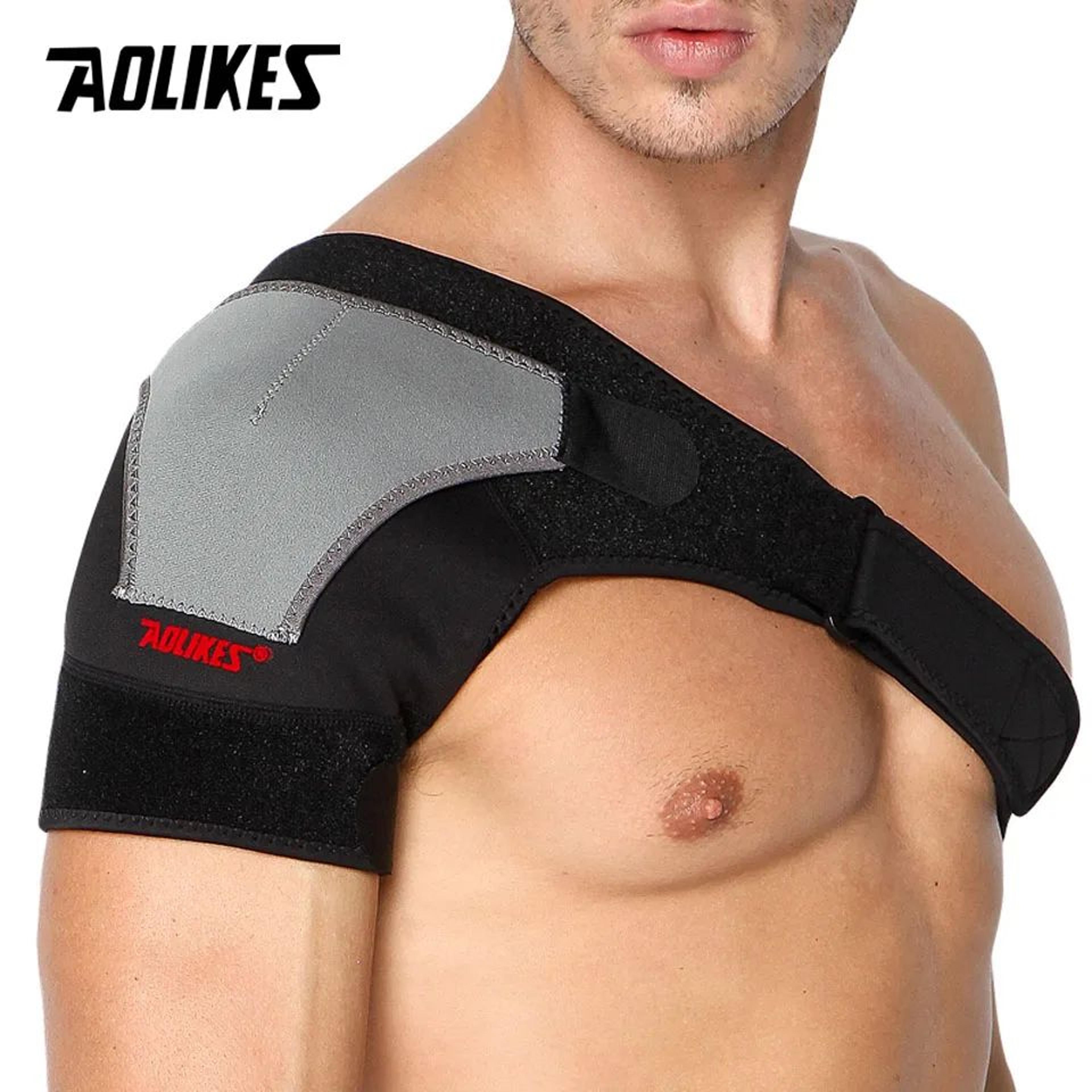 aolikes shoulder brace adjustable shoulder support with compression pressure pad for sports & recovery