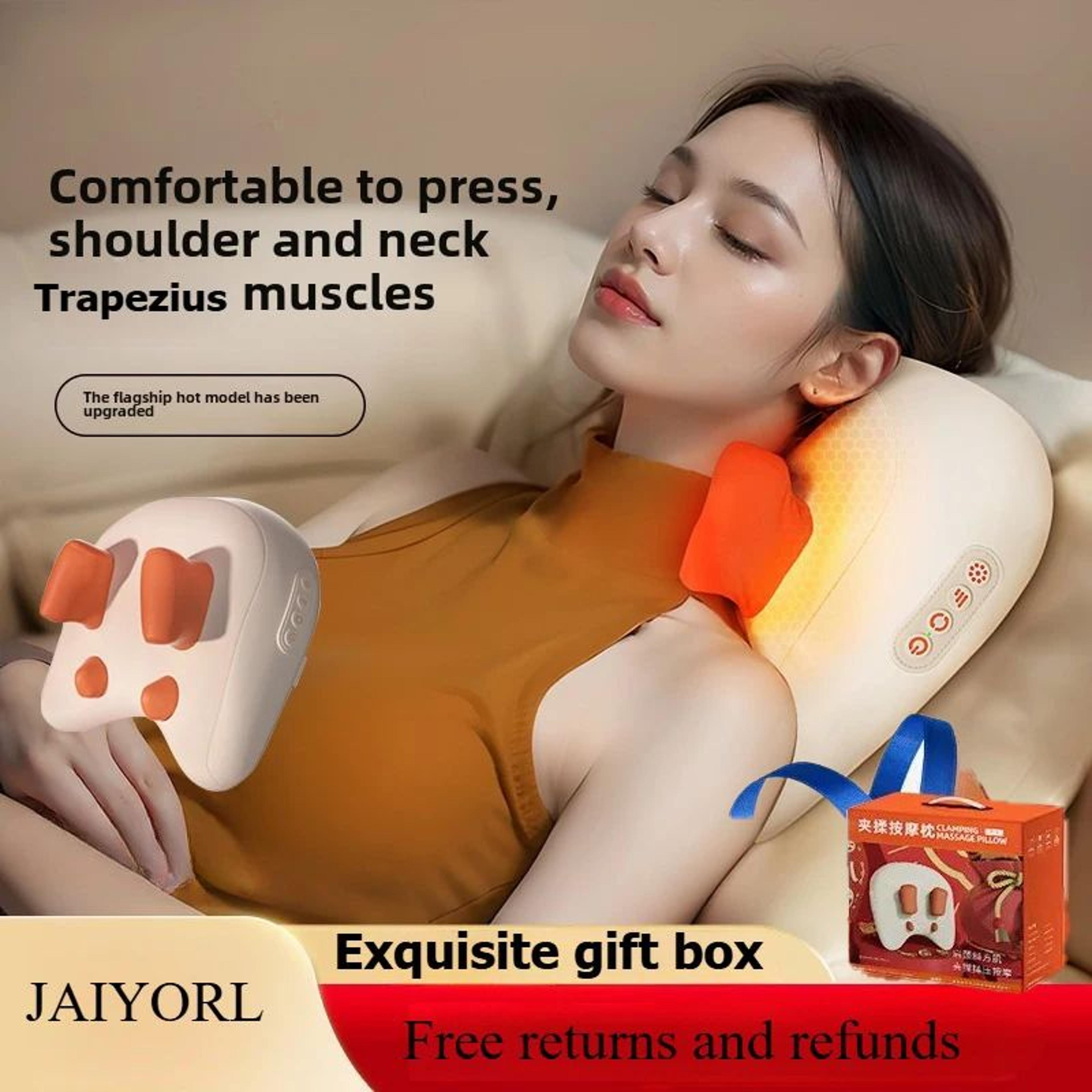 reliefpro shiatsu neck massager wireless heated massage pillow for neck, shoulders and back