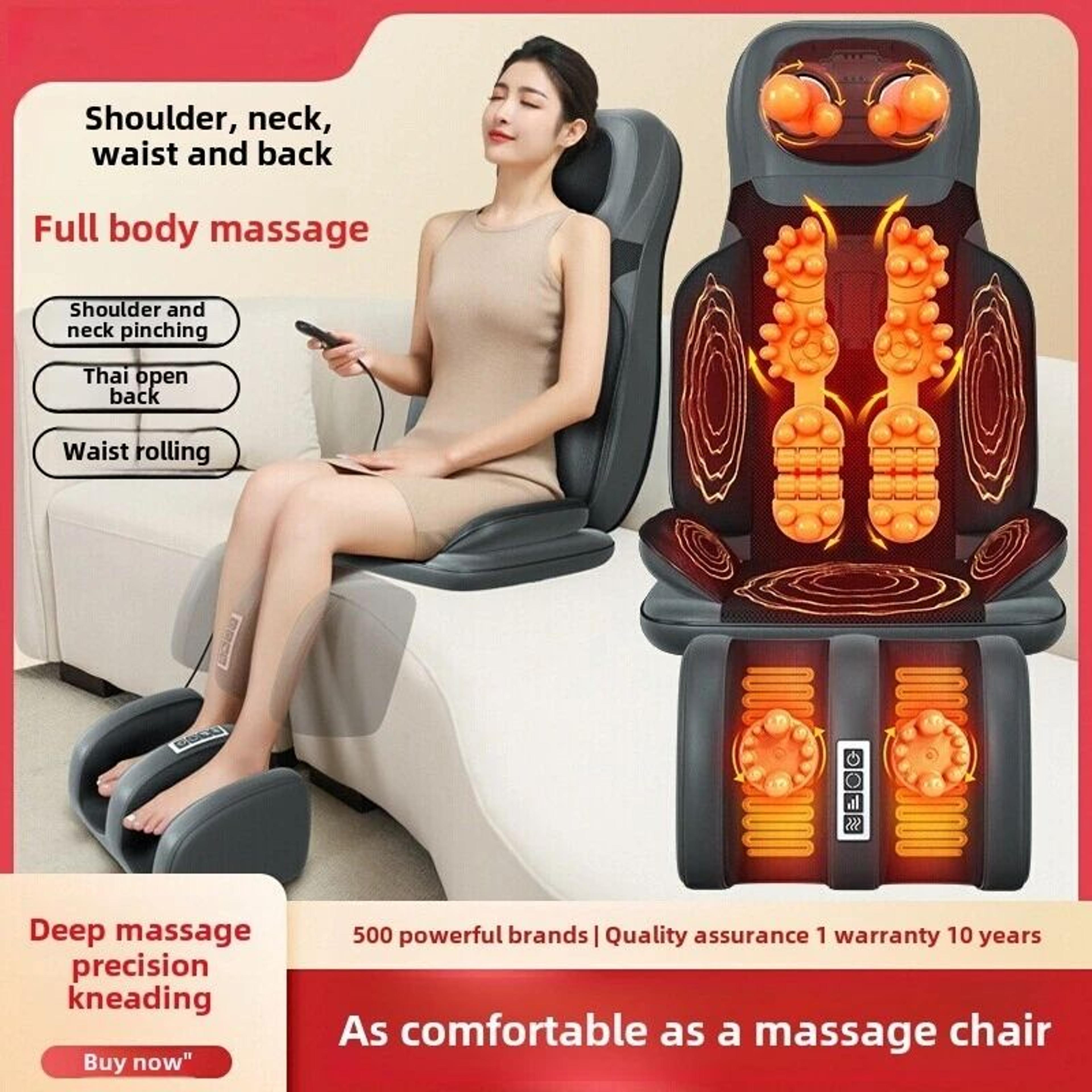 reclineease full body massage chair pad with heat – shiatsu massage cushion for neck, back & waist