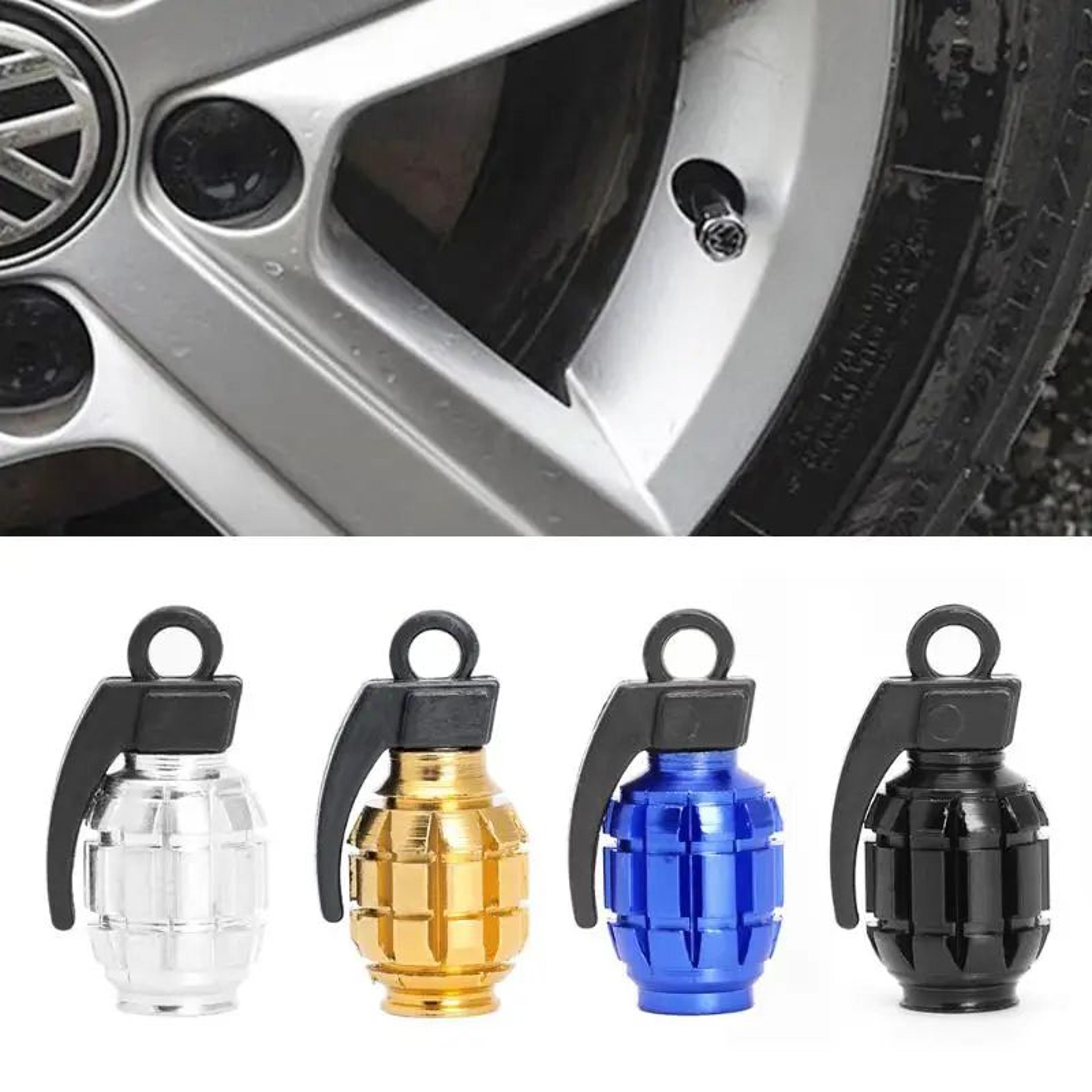 universal grenade valve stem caps aluminum alloy tire valve caps 4 piece set for cars, trucks, motorcycles & bikes