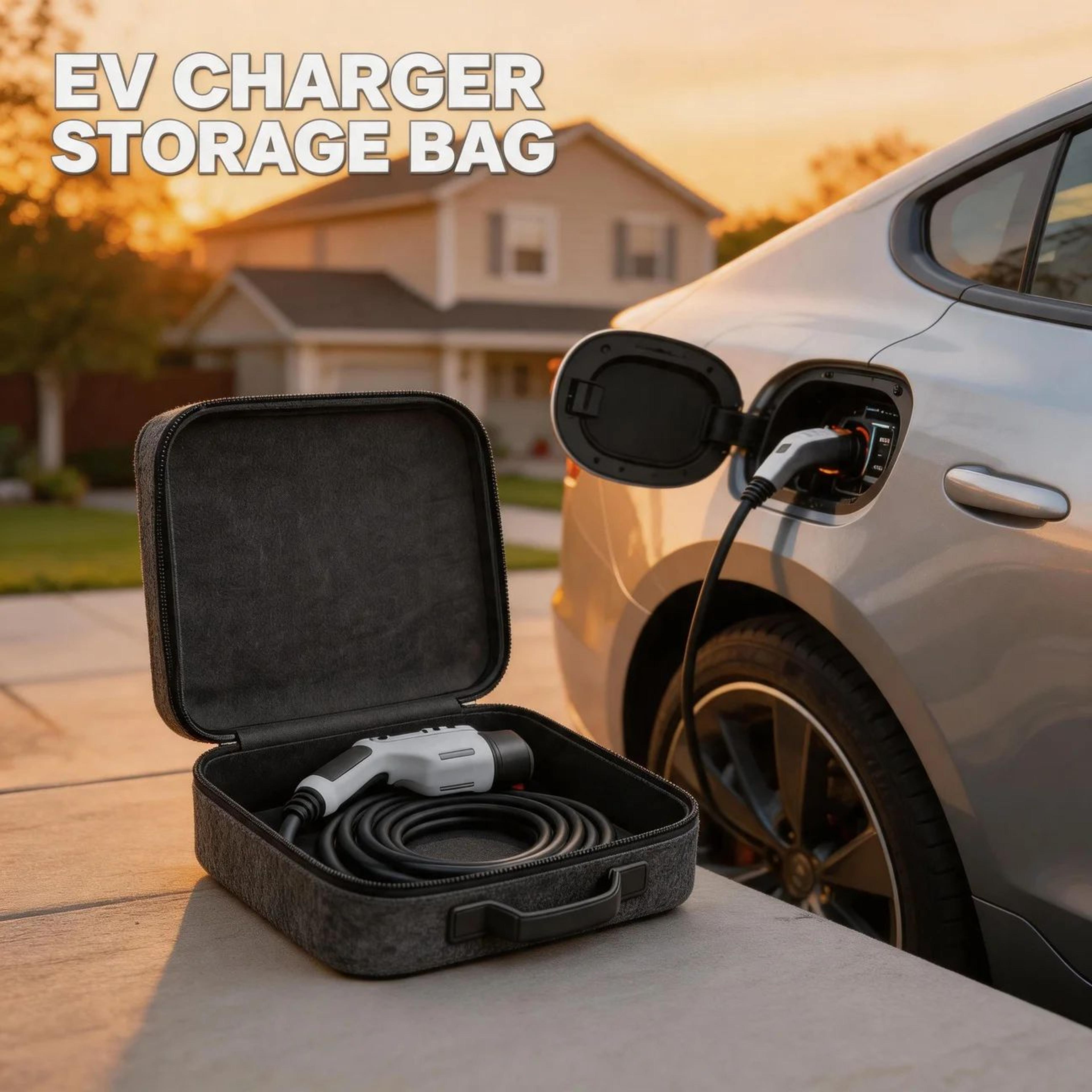 portable waterproof ev charger cable bag with handle ev charging cable organizer case