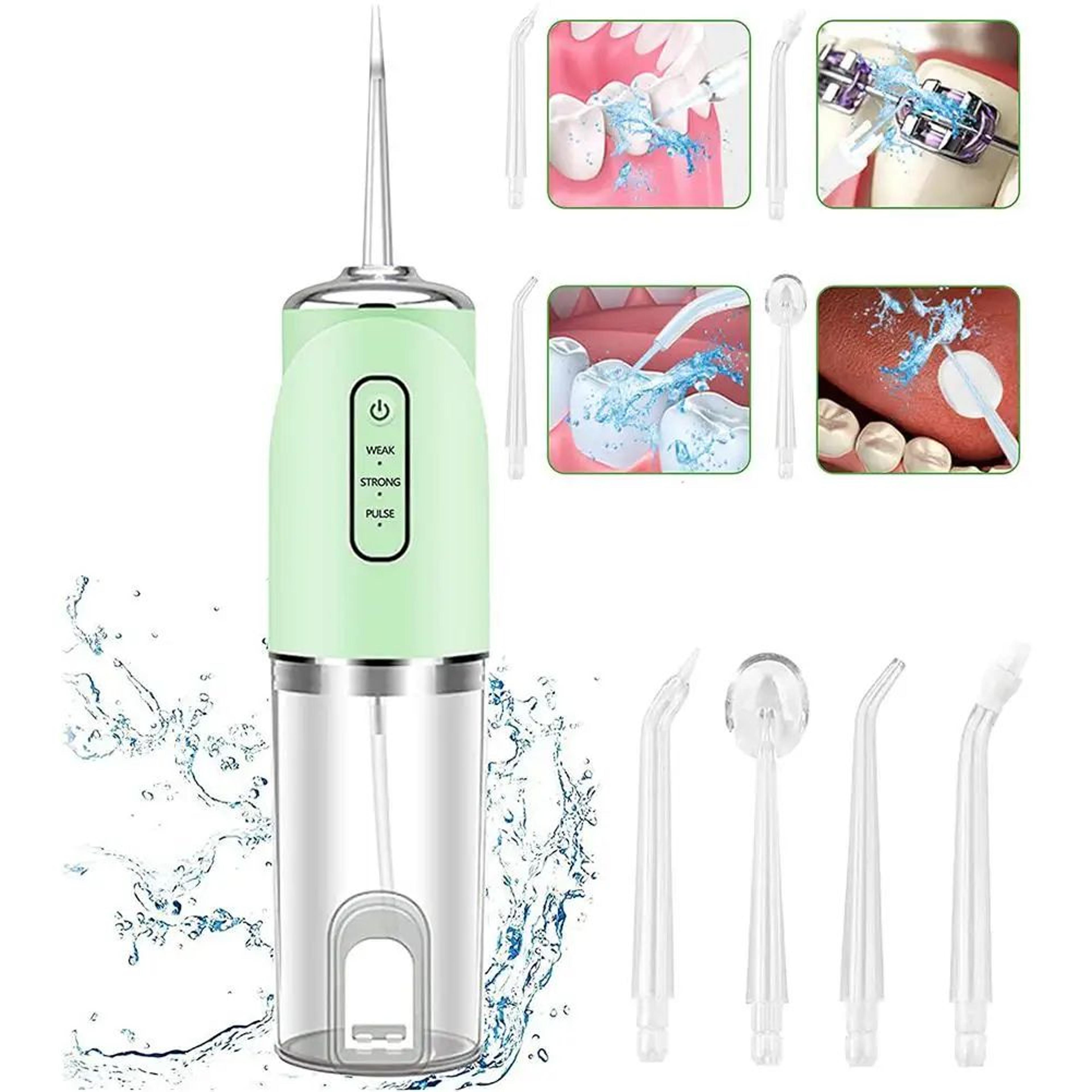 pureflow cordless water flosser portable dental water jet with 3 pressure modes and 4 tips