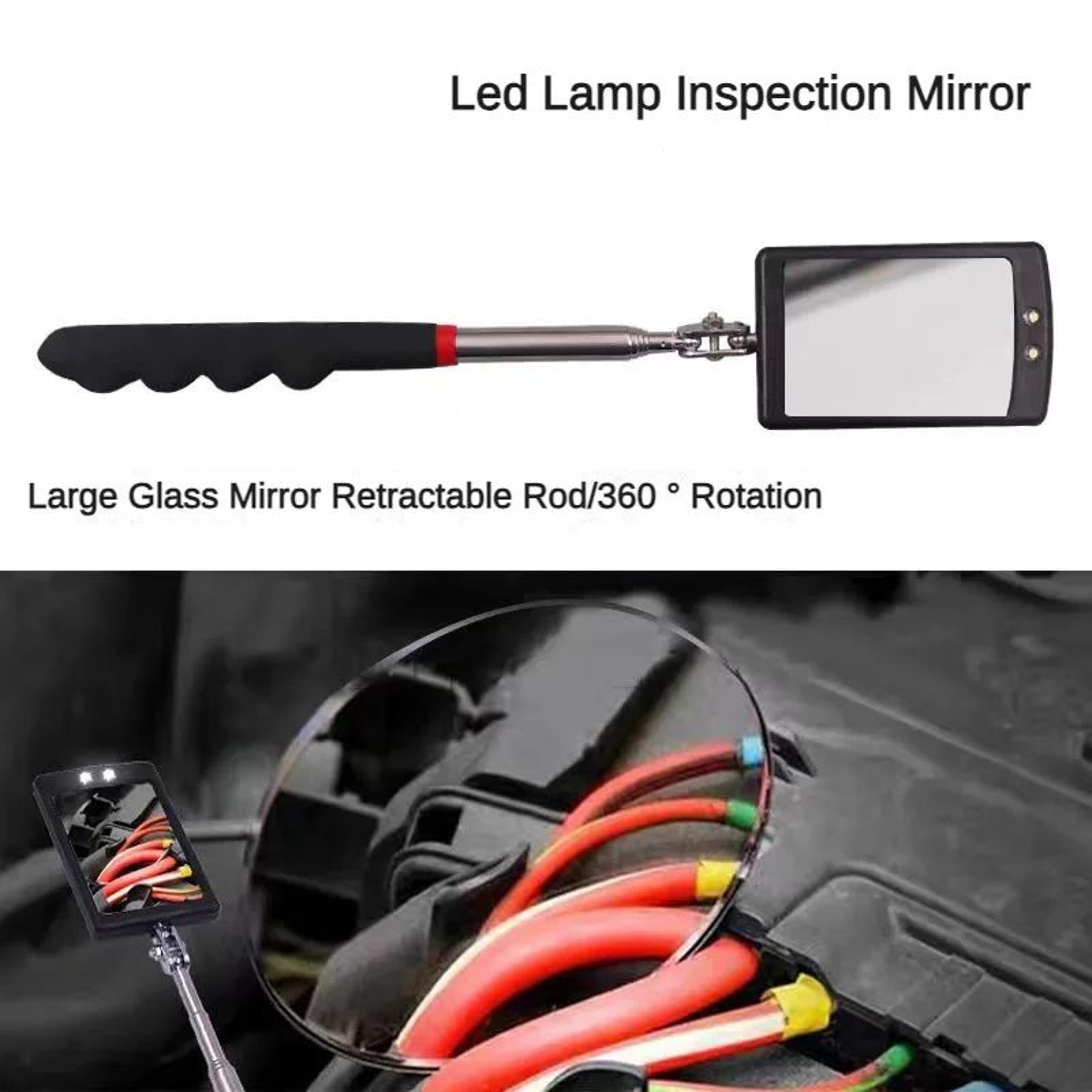 360 degree under vehicle inspection mirror with led light and retractable handle for chassis & engine checks