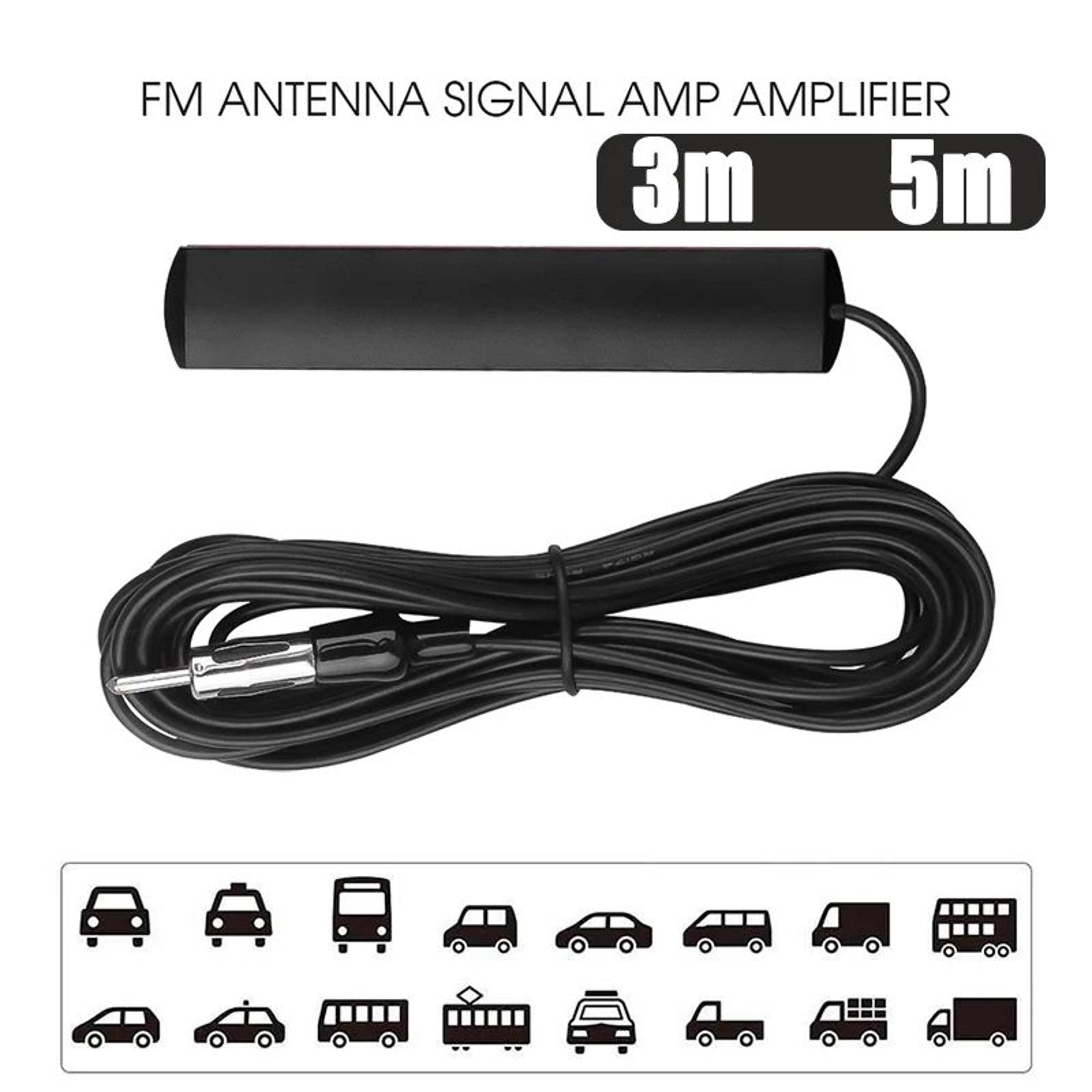 signalboost universal car fm antenna amplifier radio signal booster cable for cars boats and rvs 3m or 5m