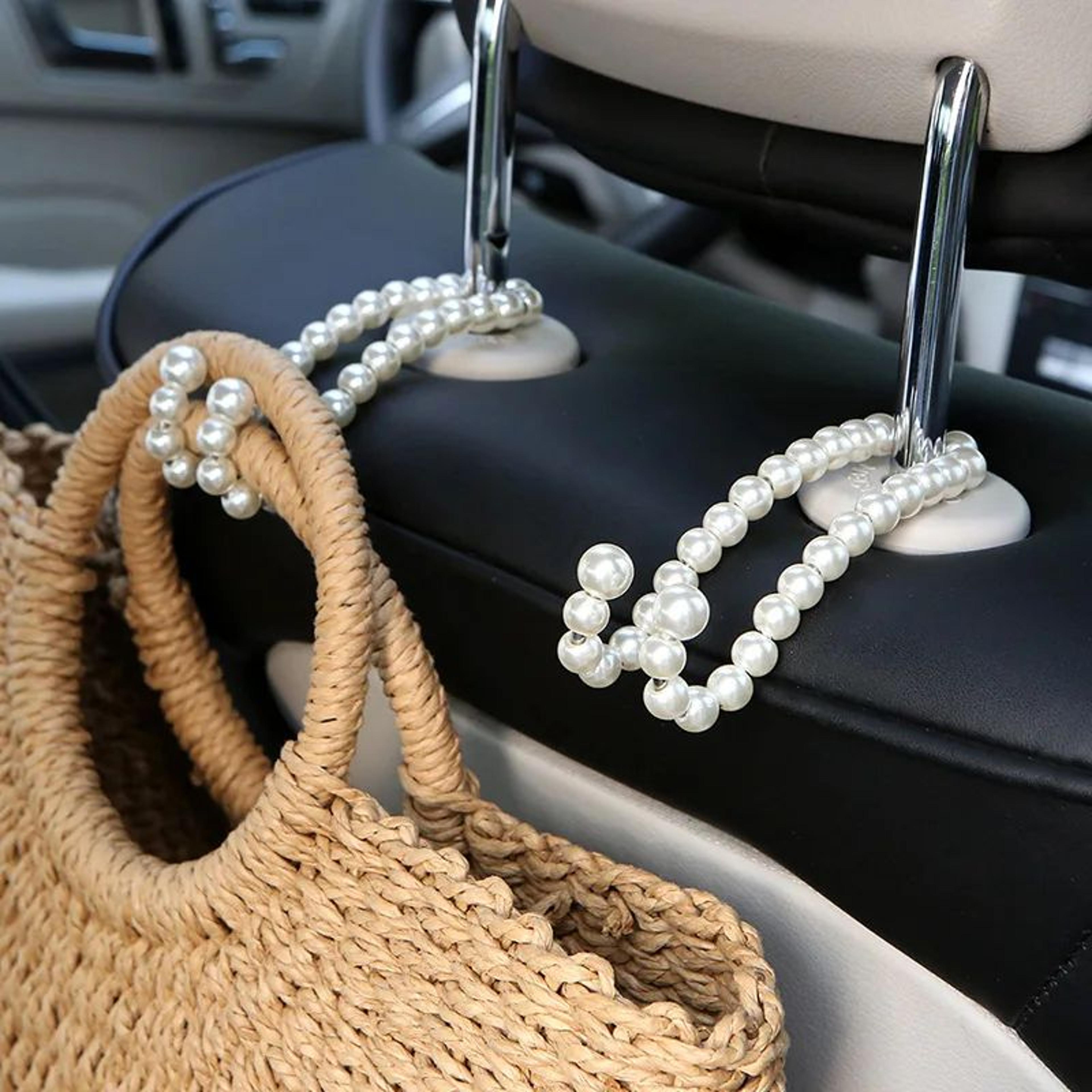 pearl luxe car seat headrest hook stainless steel car purse hook backseat organizer