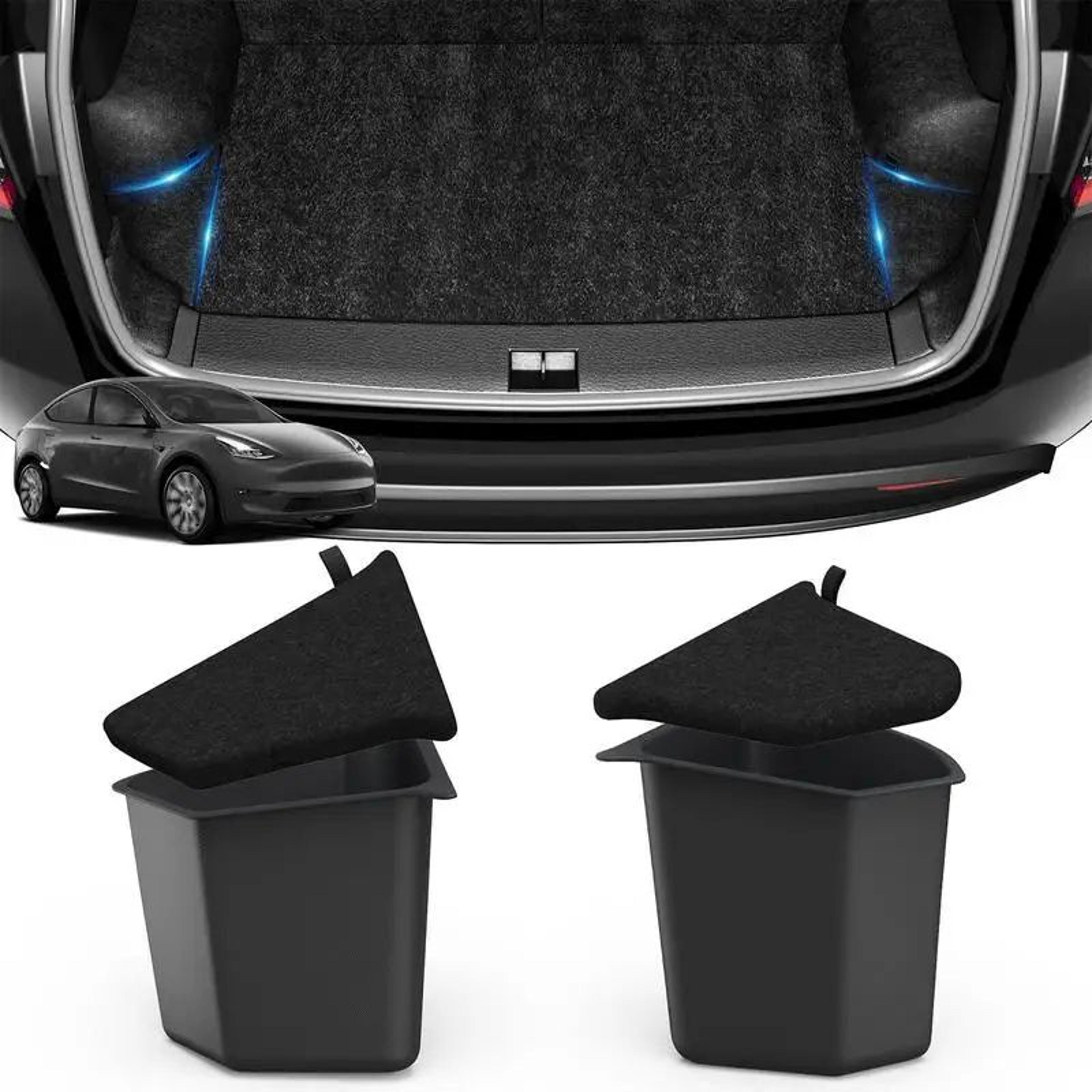 tesla model y juniper rear trunk storage box with cover left and right cargo organizer