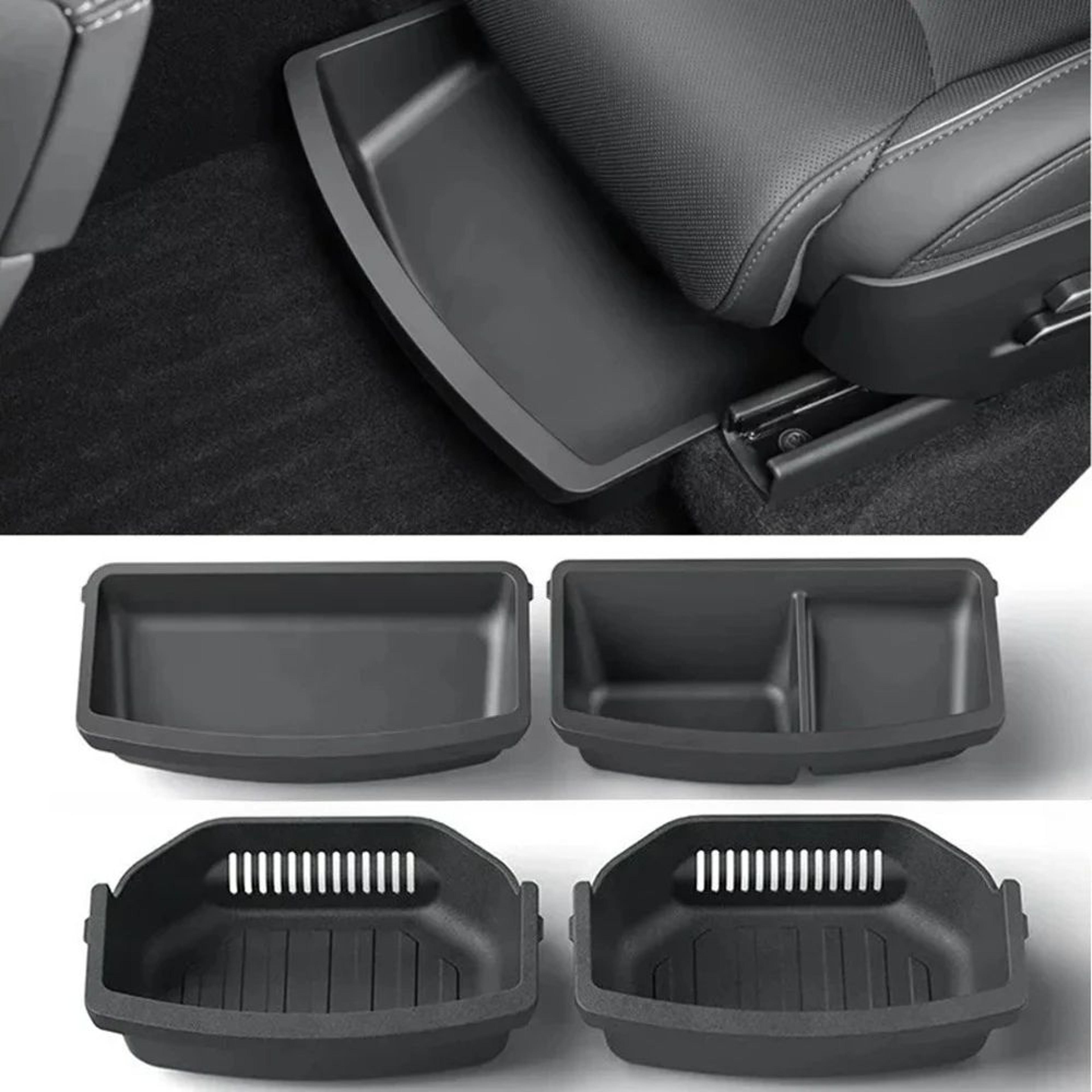 tesla model yl 6-seat under seat storage box tpe seat organizer tray hidden drawer
