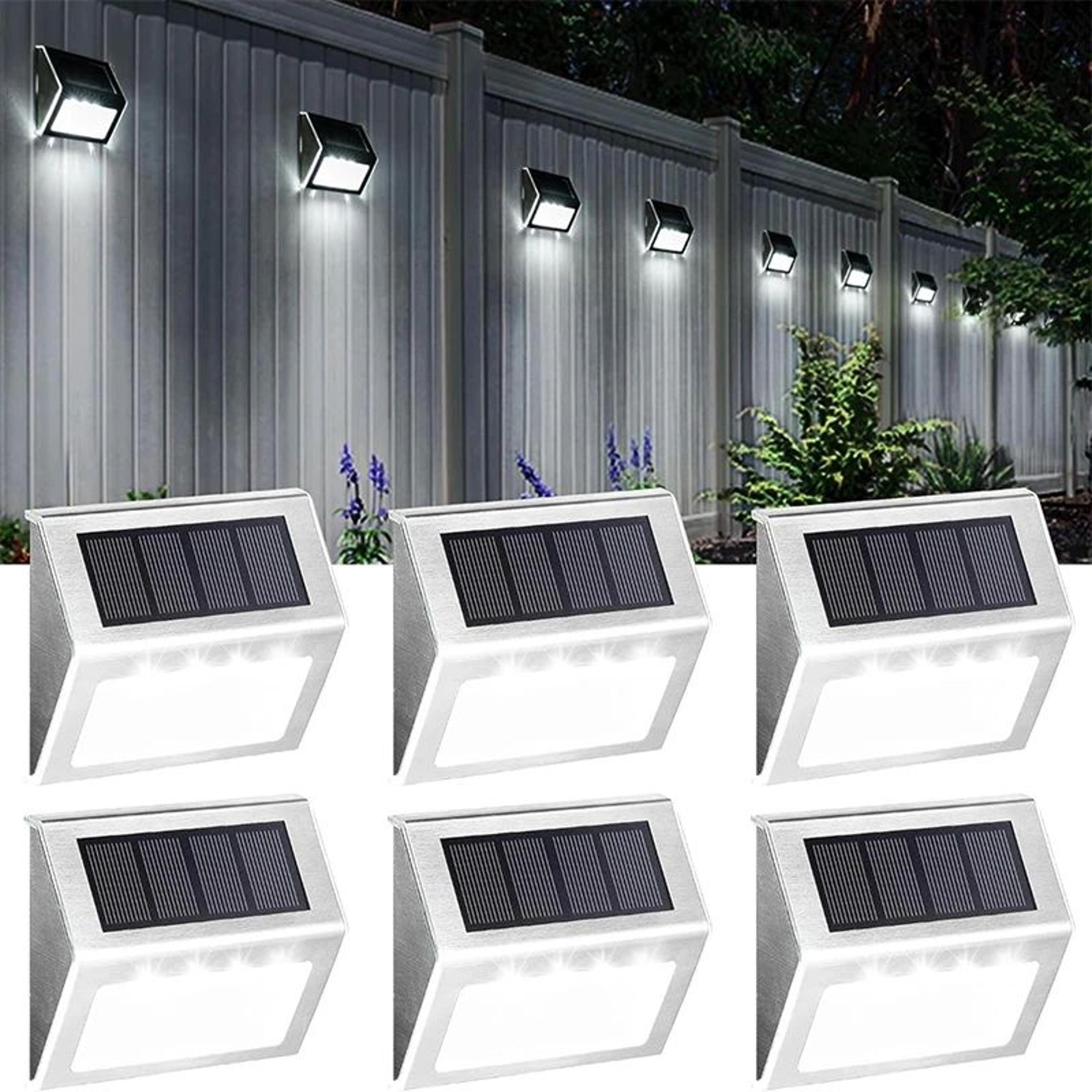 solarglow stainless steel solar fence lights for deck stairs patio and garden
