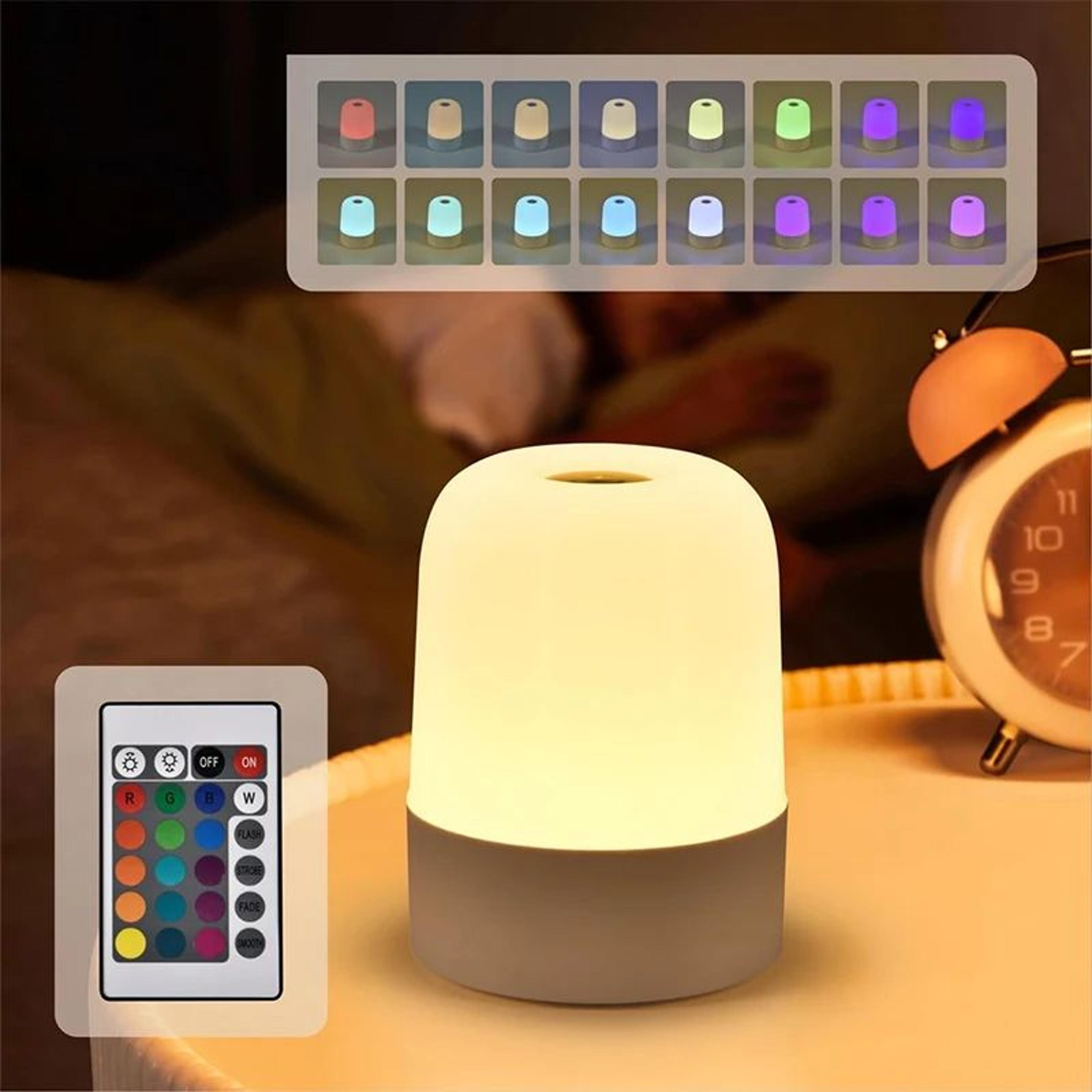 lumiglow touch table lamp rechargeable rgb night light with remote control 16 colors
