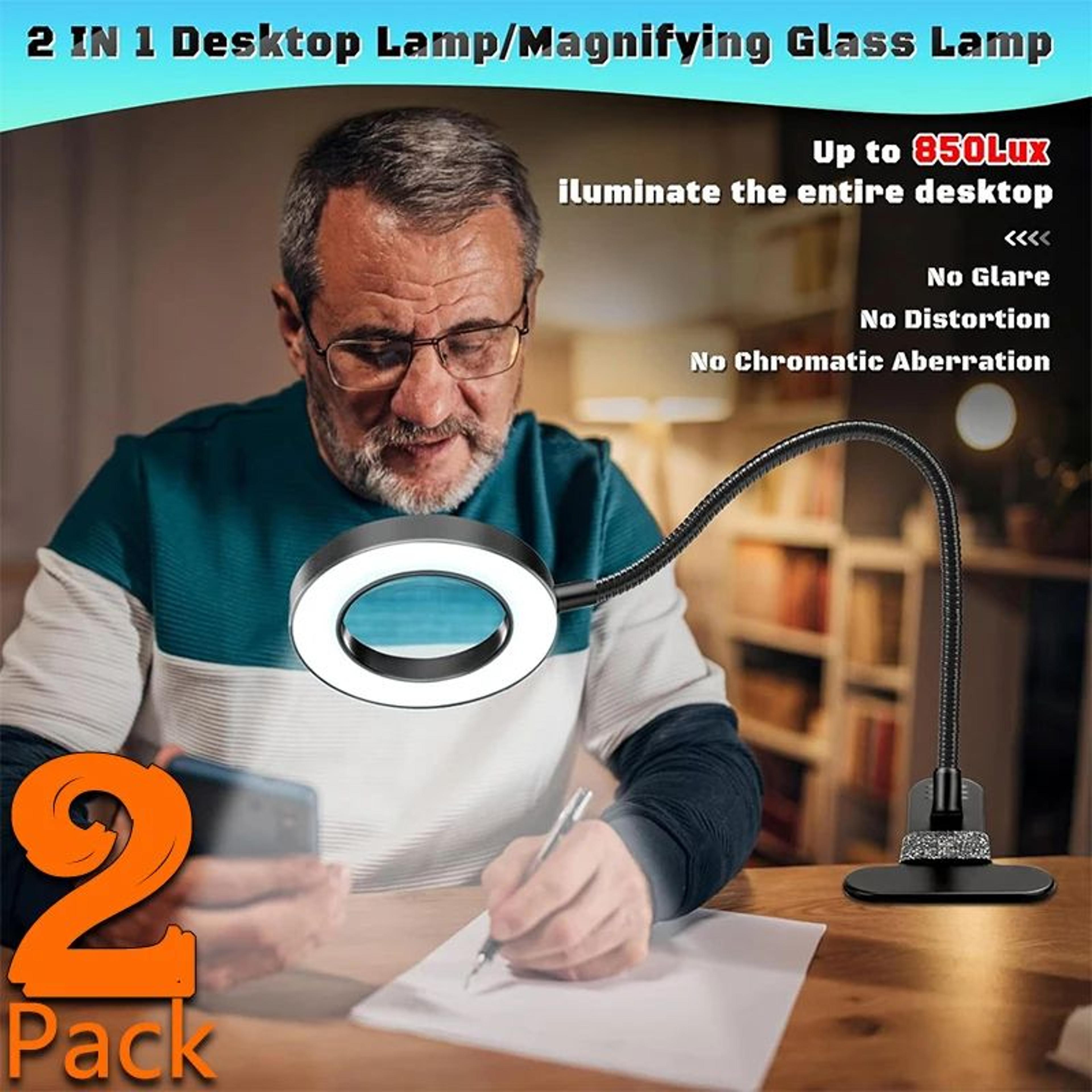 lumizoom led magnifying glass with light and usb clamp for reading crafts and close work