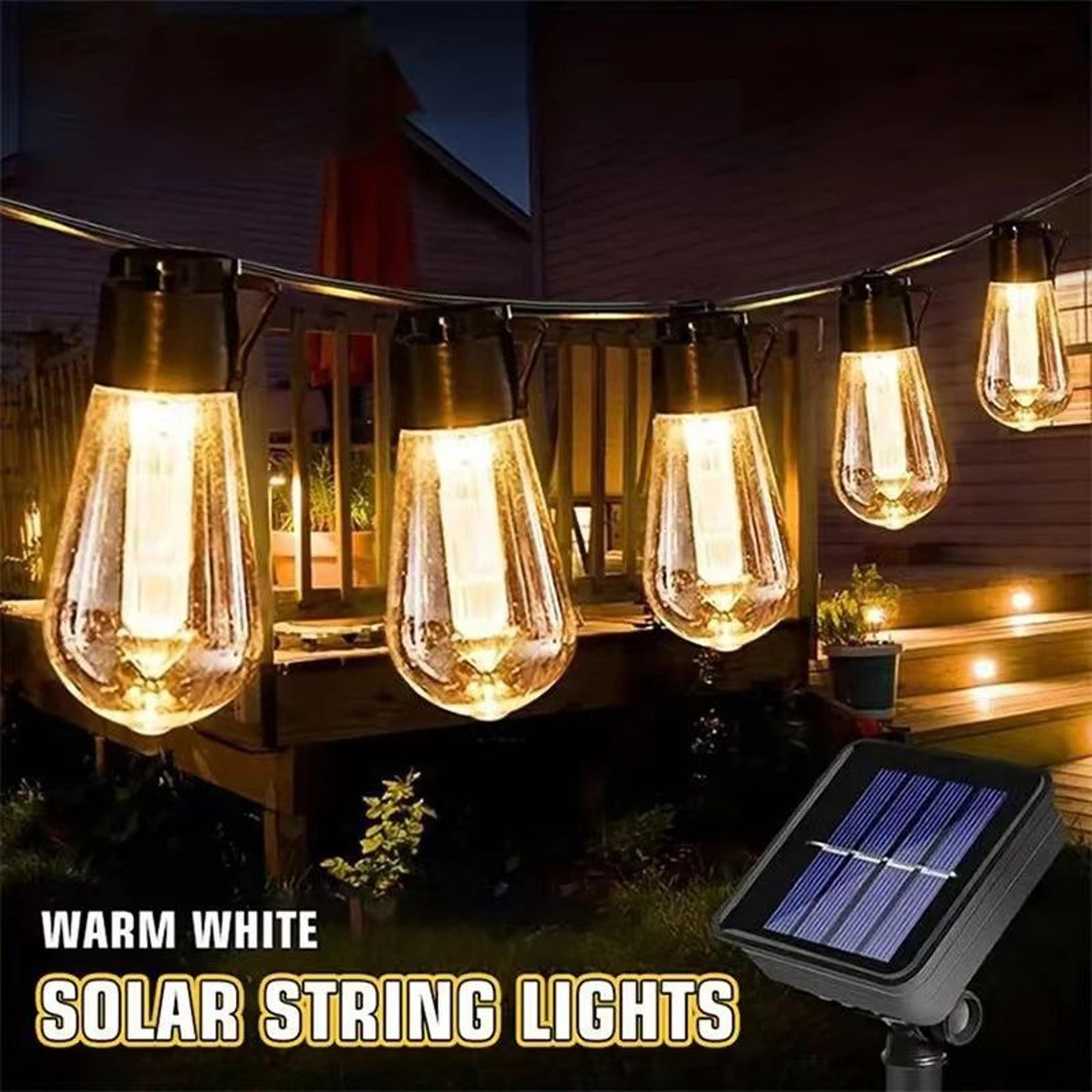 solar vintage edison string lights outdoor waterproof patio garden fairy lights