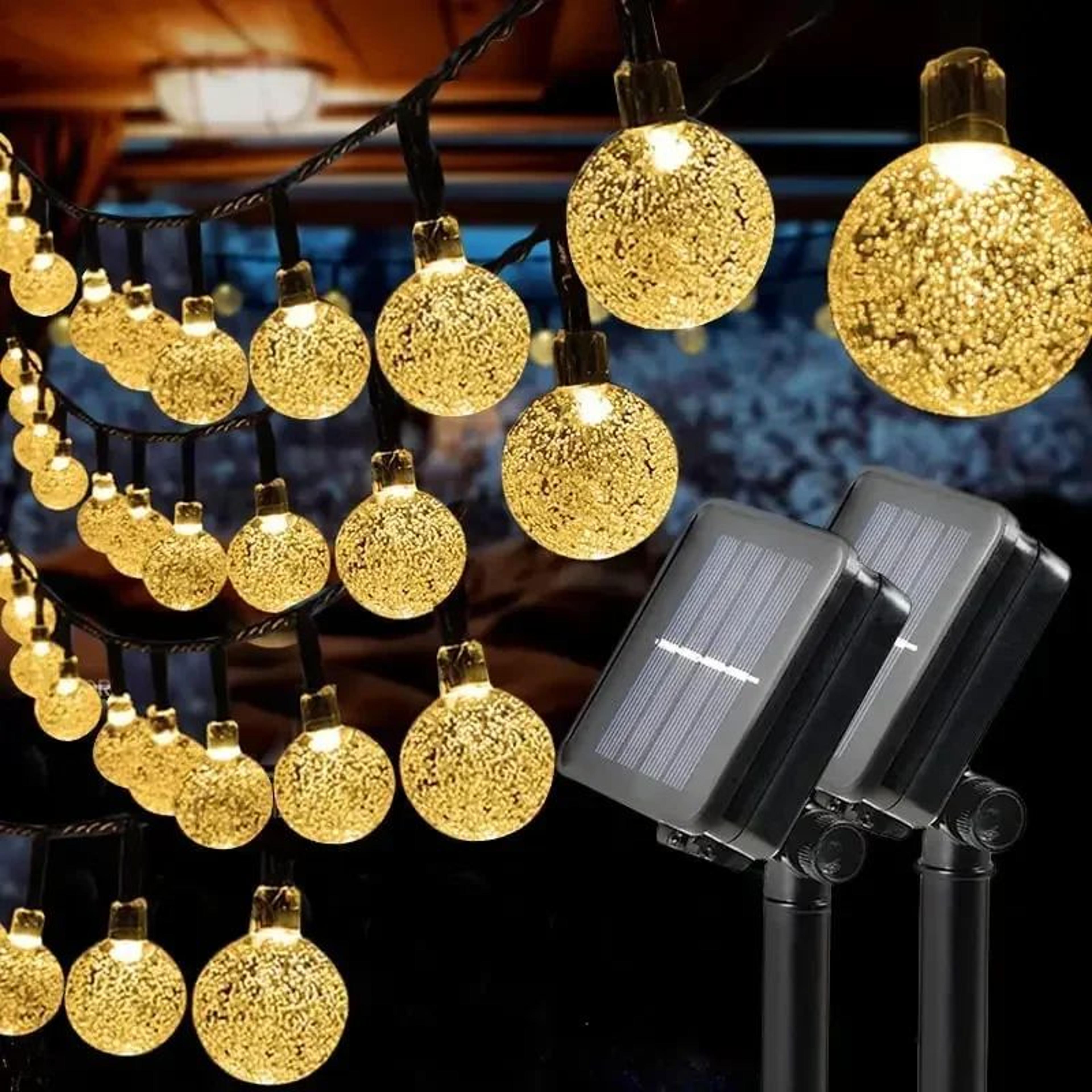 crystalglow solar string lights outdoor waterproof solar fairy lights with 8 lighting modes