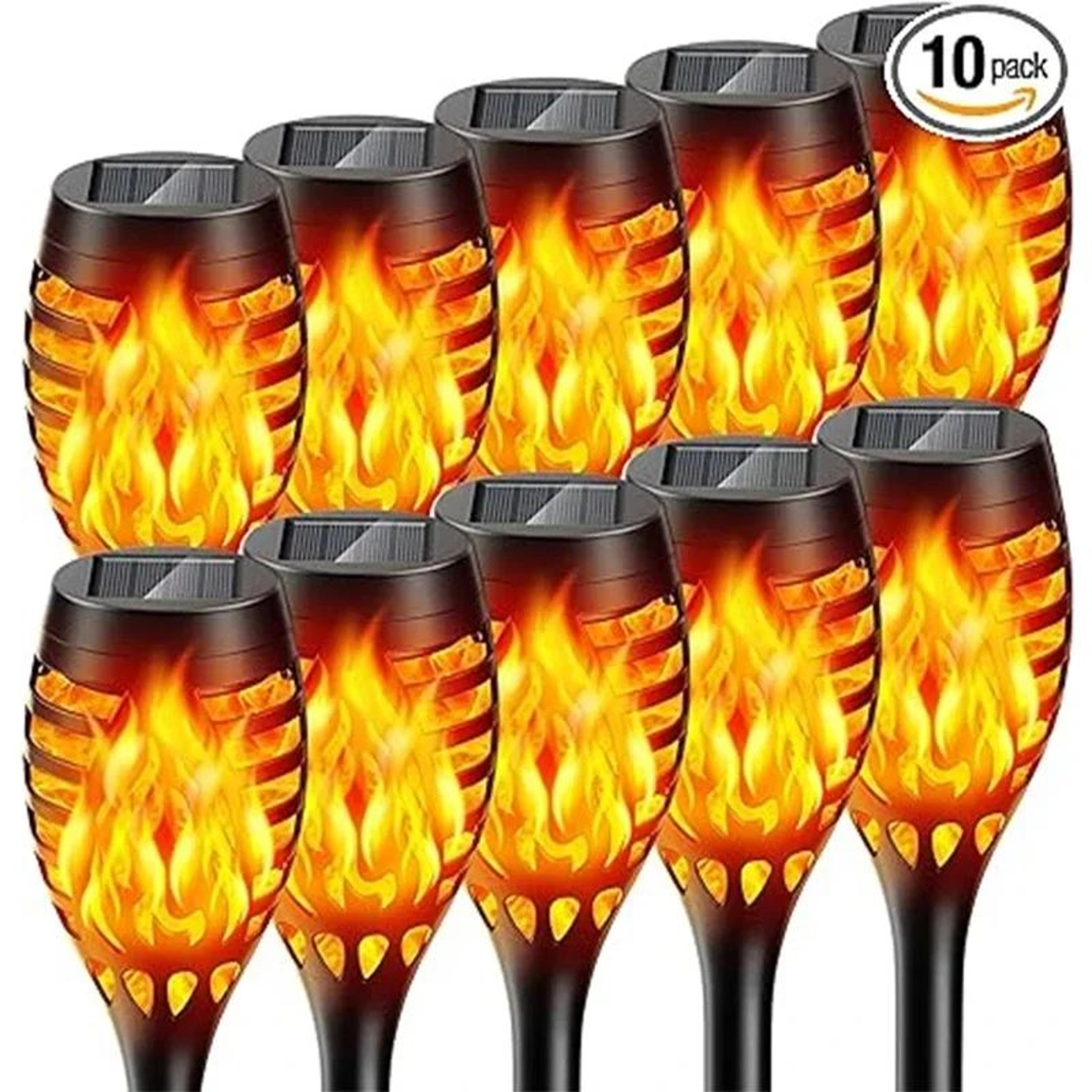 solar flame torch lights outdoor waterproof flickering led garden stakes 1 2 4 6 8 10 pack