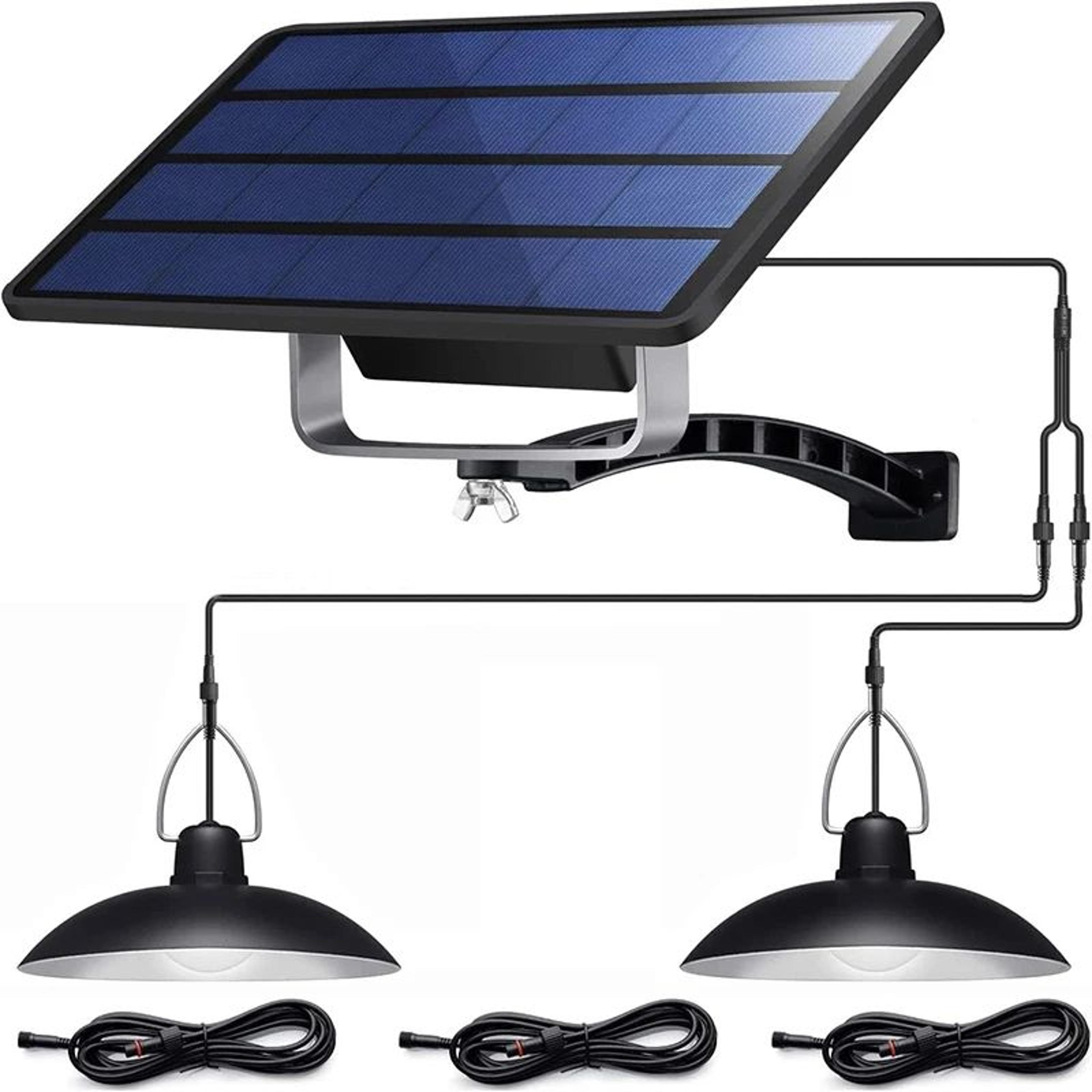 solar pendant light dual head remote control ip65 waterproof dusk to dawn outdoor solar shed light