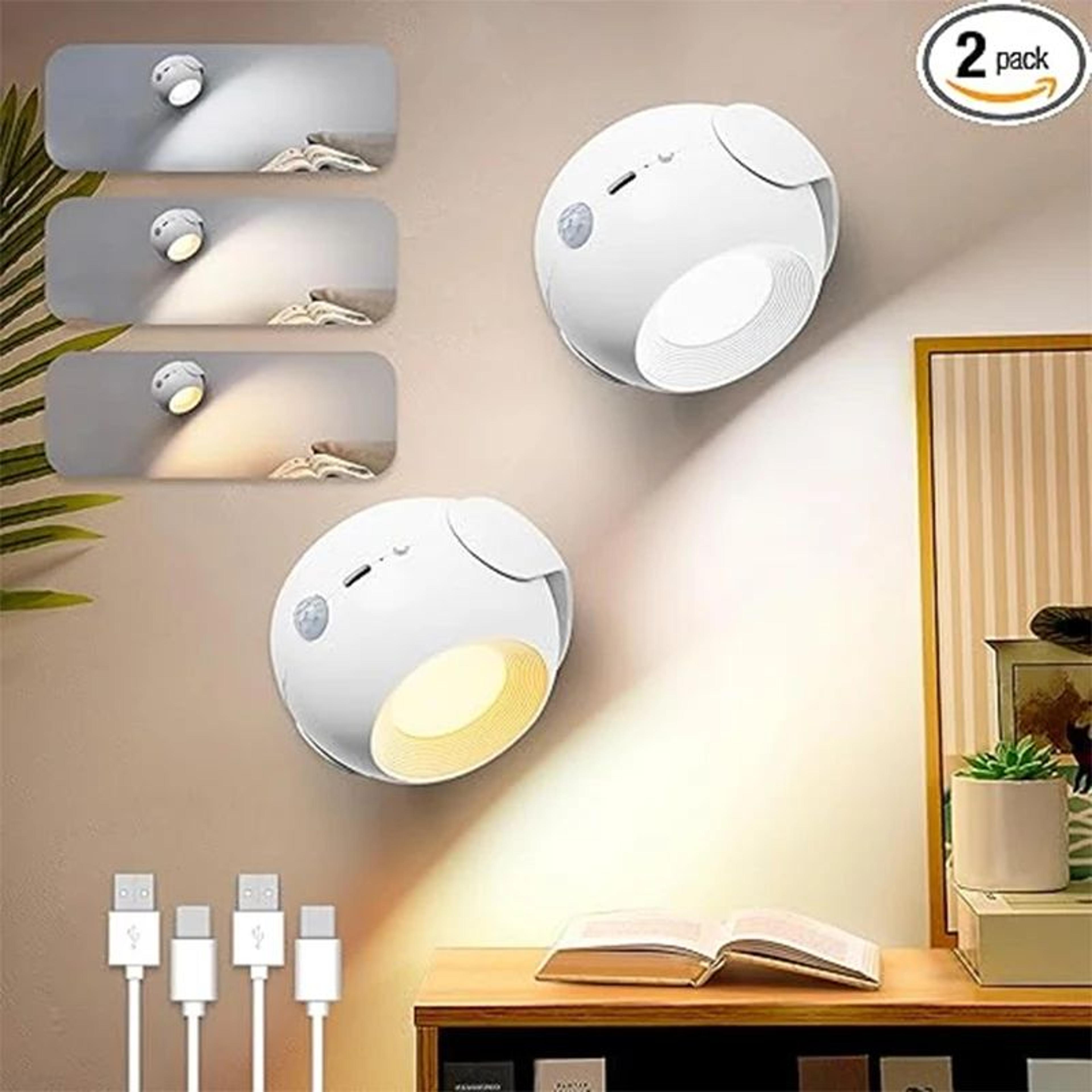 lumiflex motion sensor wall light usb rechargeable wireless reading light 360 rotating led lamp