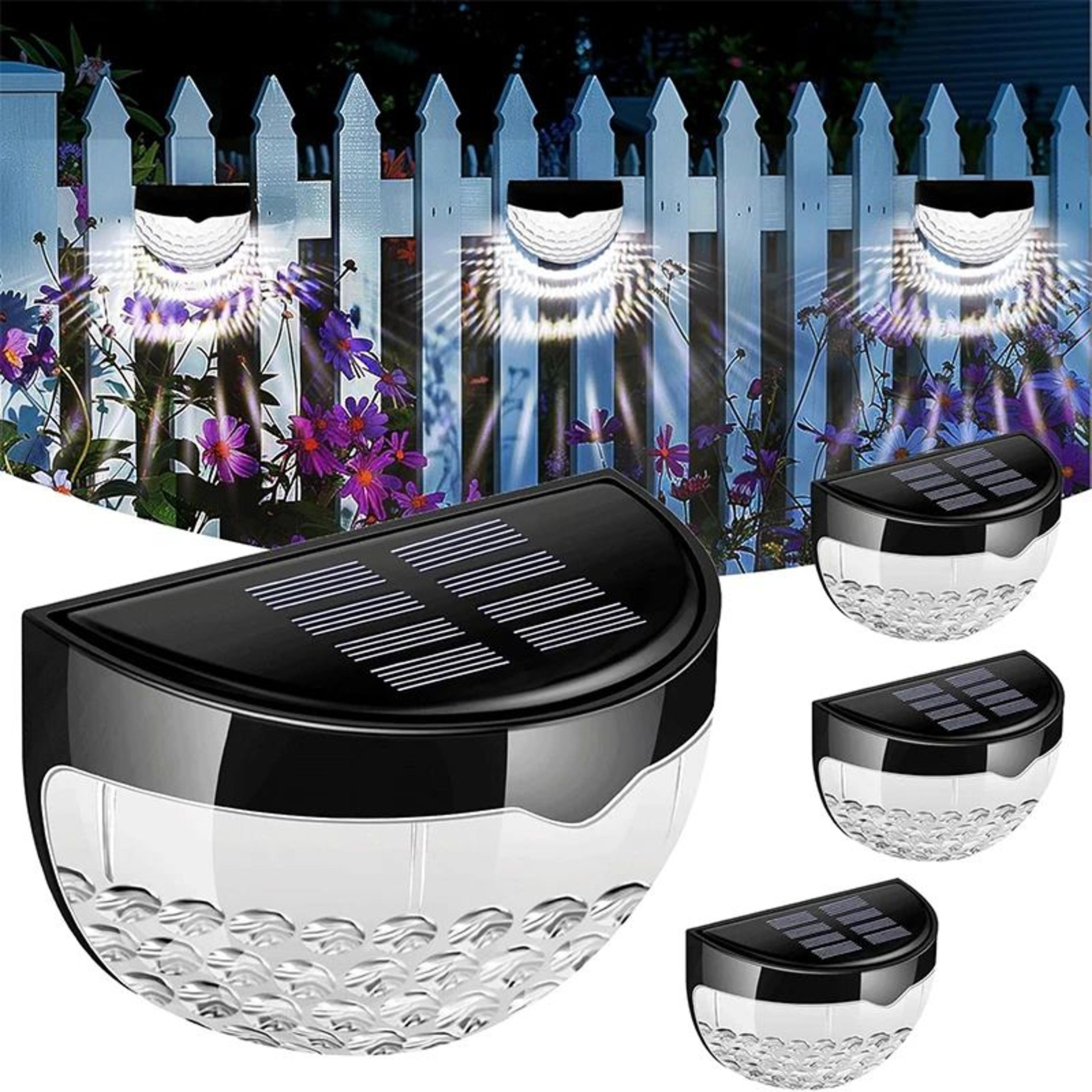6 pack solar fence lights waterproof outdoor solar wall lights for garden patio deck and pathway