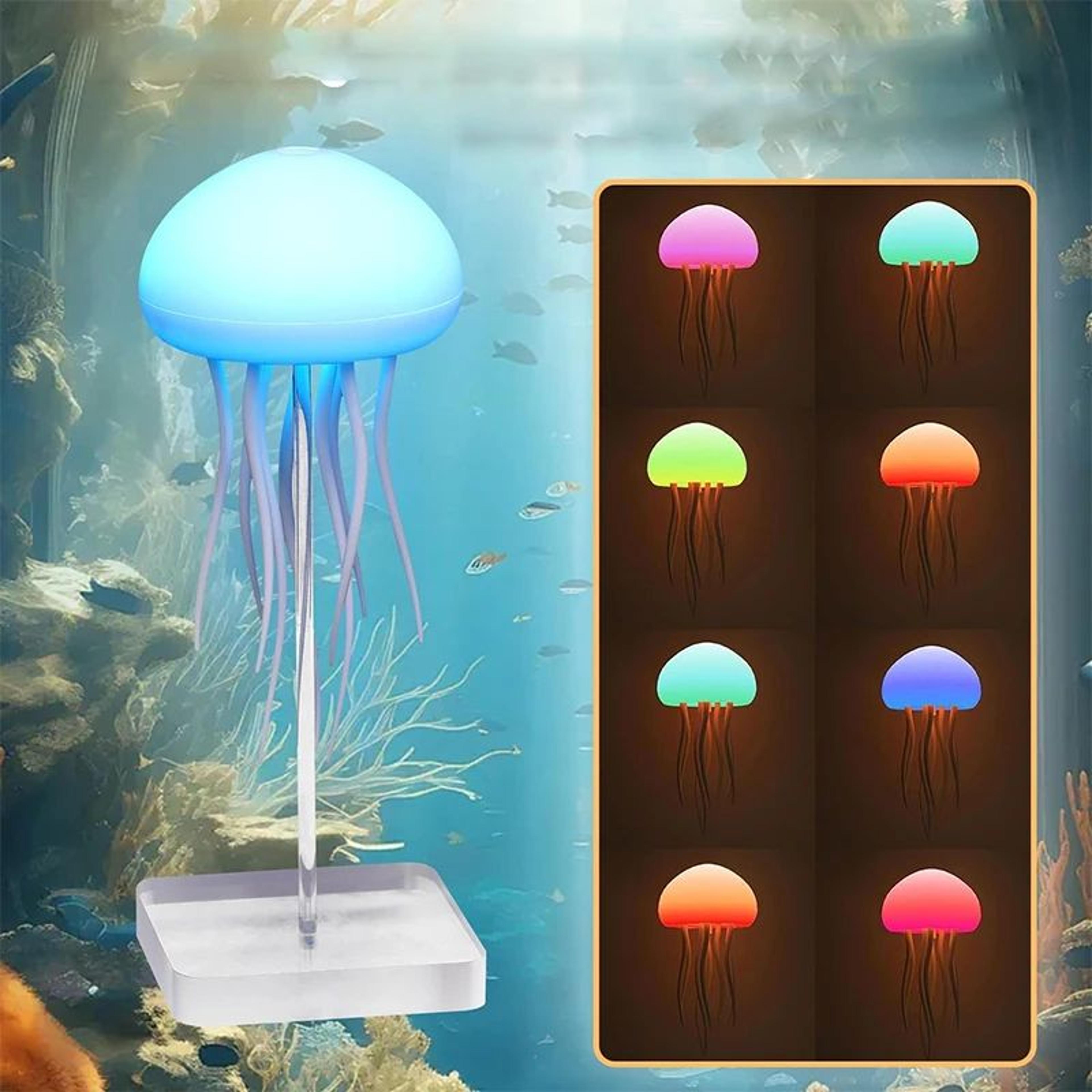 voice activated jellyfish lamp rgb night light rechargeable touch sensor bedside table lamp