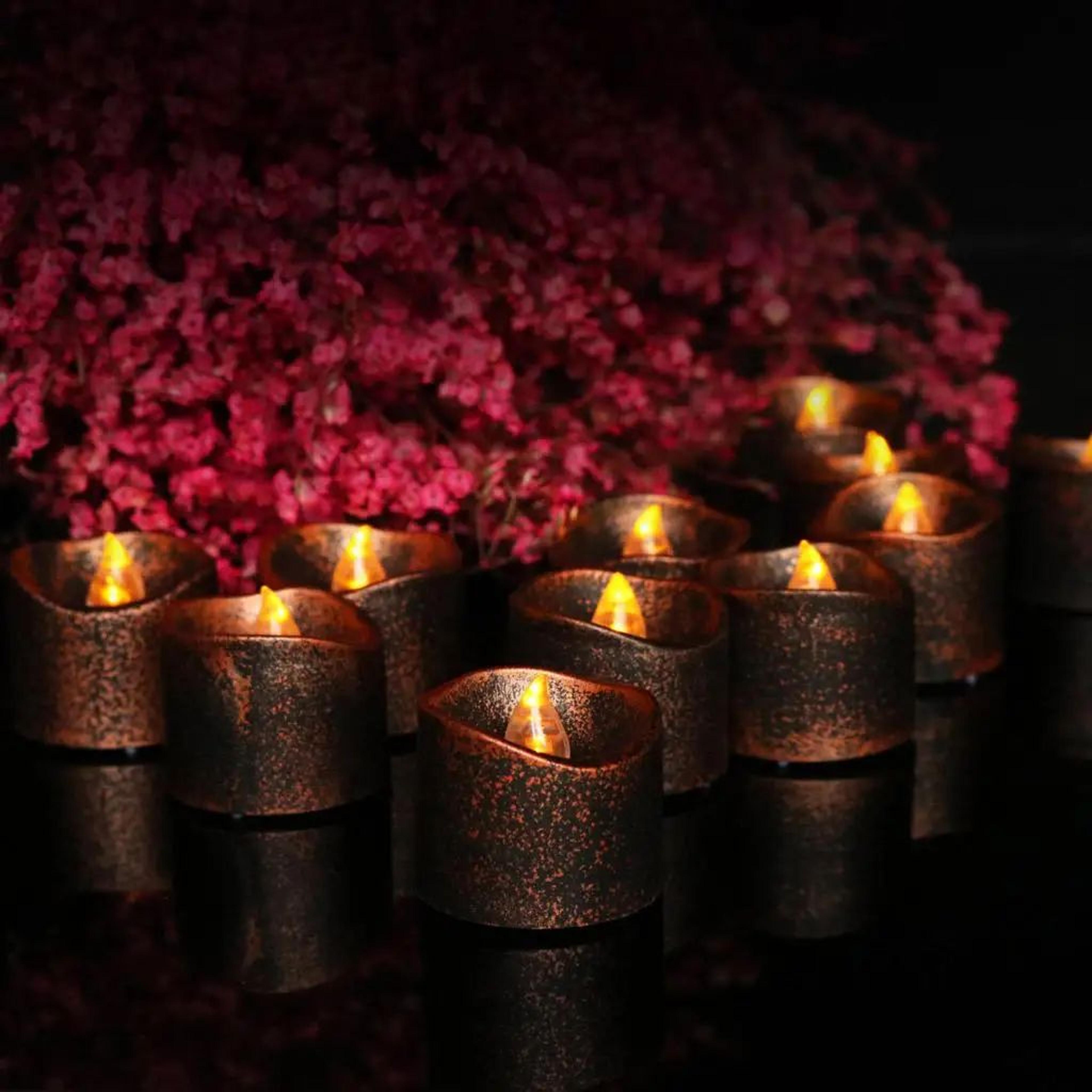 vintage black wax flameless led candle battery operated led tea light for home and event decor