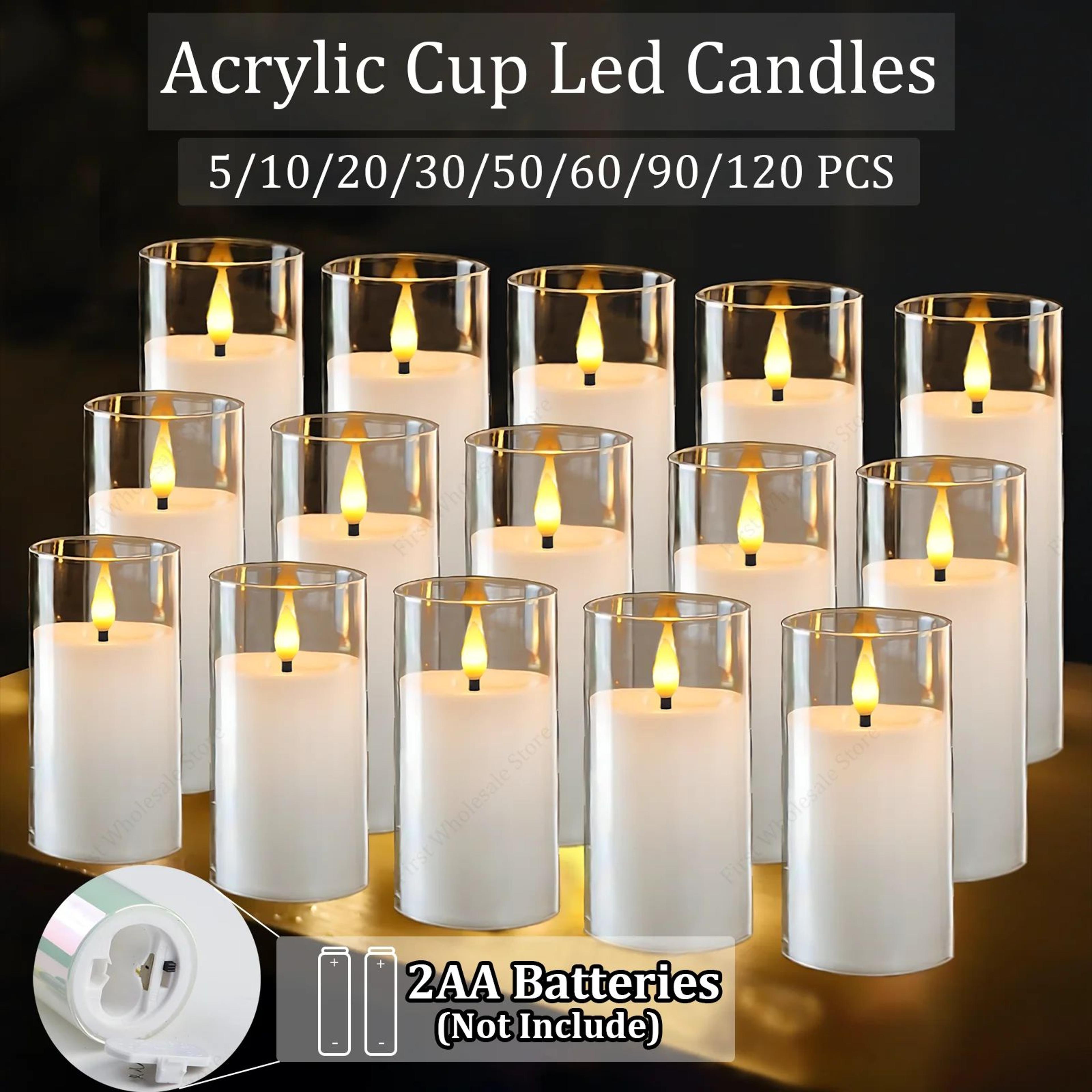 battery operated flameless led candles with acrylic cups for wedding party and home decor