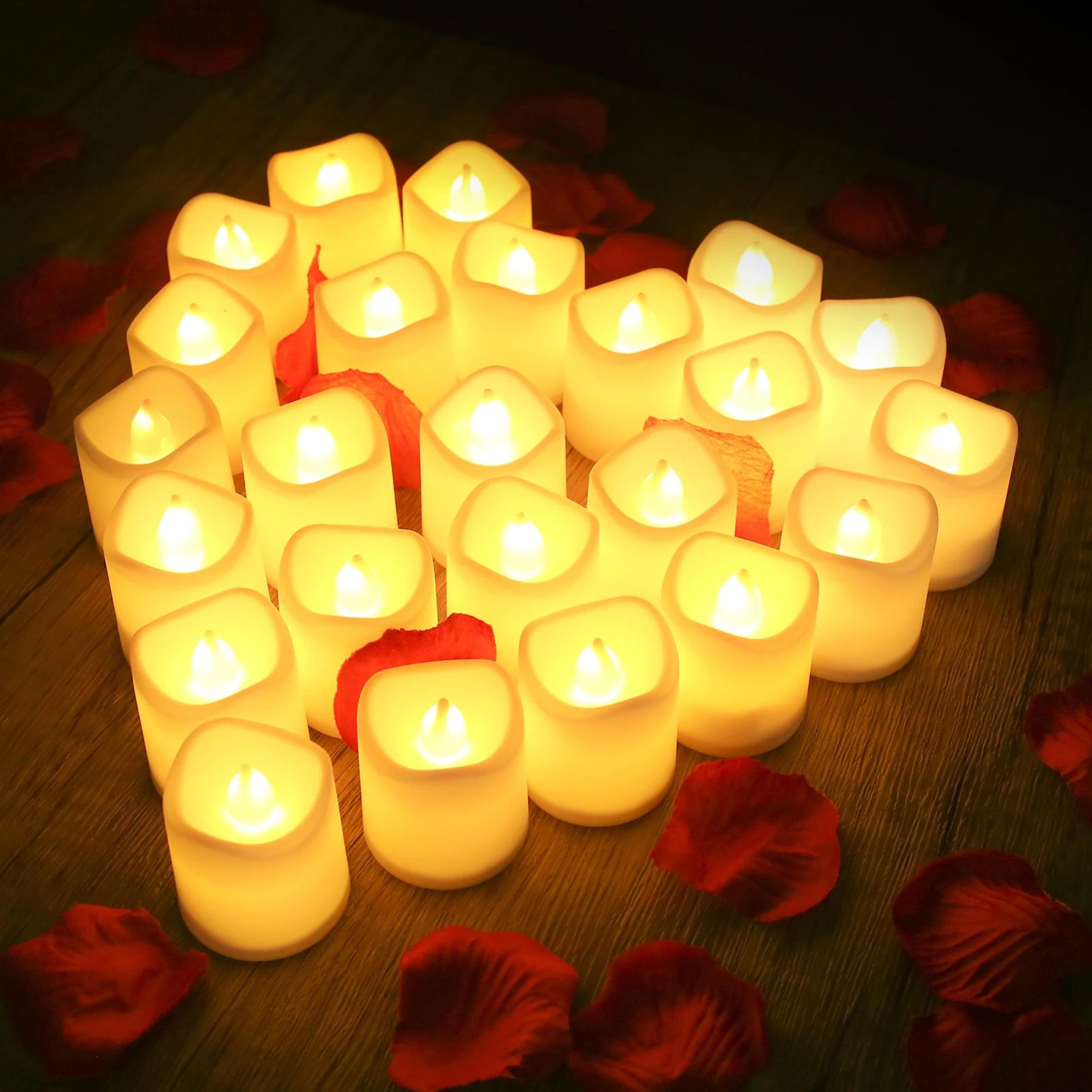 24 or 48 pack flameless votive candles battery operated led tea lights warm white flickering decor