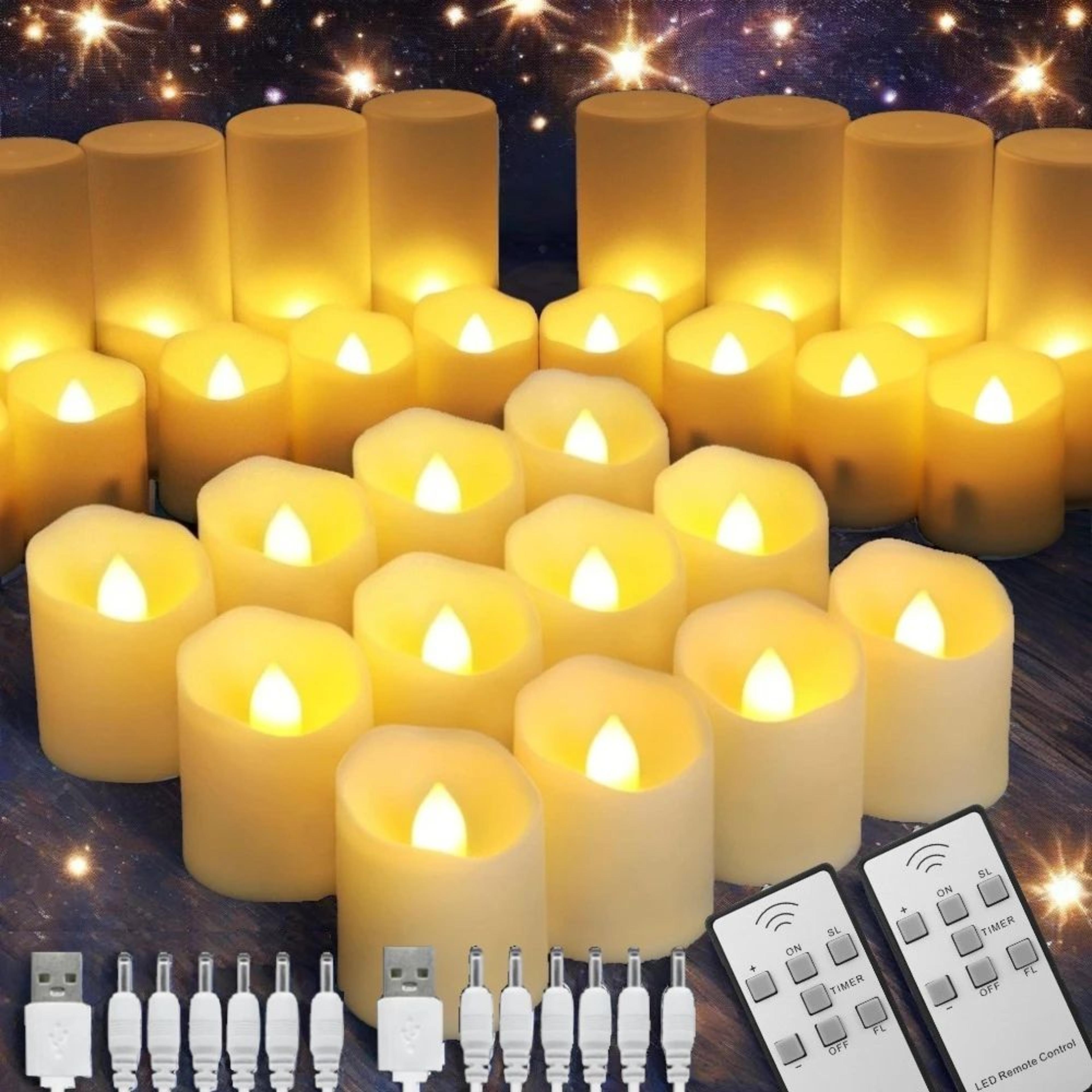 usb rechargeable led votive candles 6 piece set with remote timer for wedding table decor