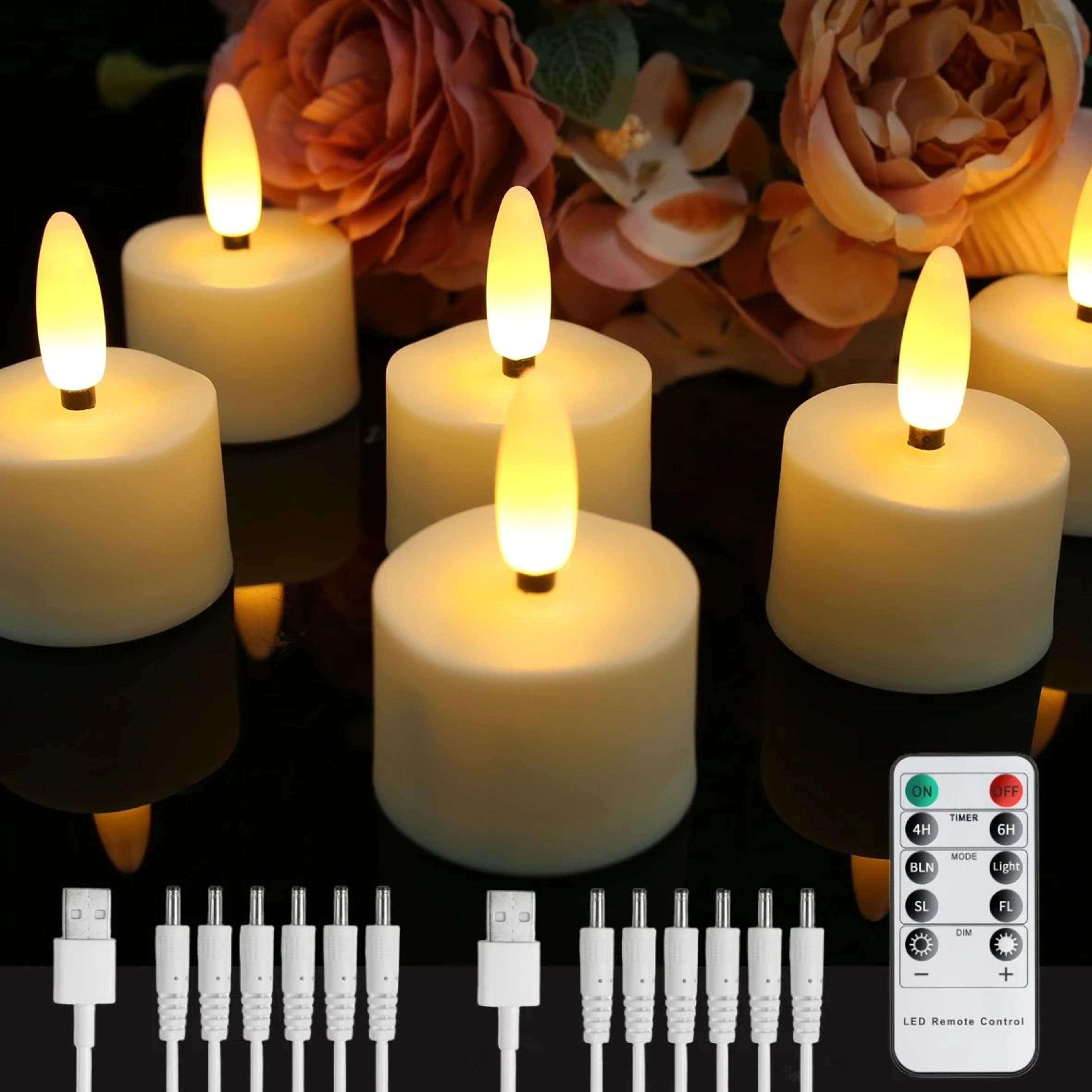 rechargeable flameless led candles with remote timer and 3d flickering tea lights