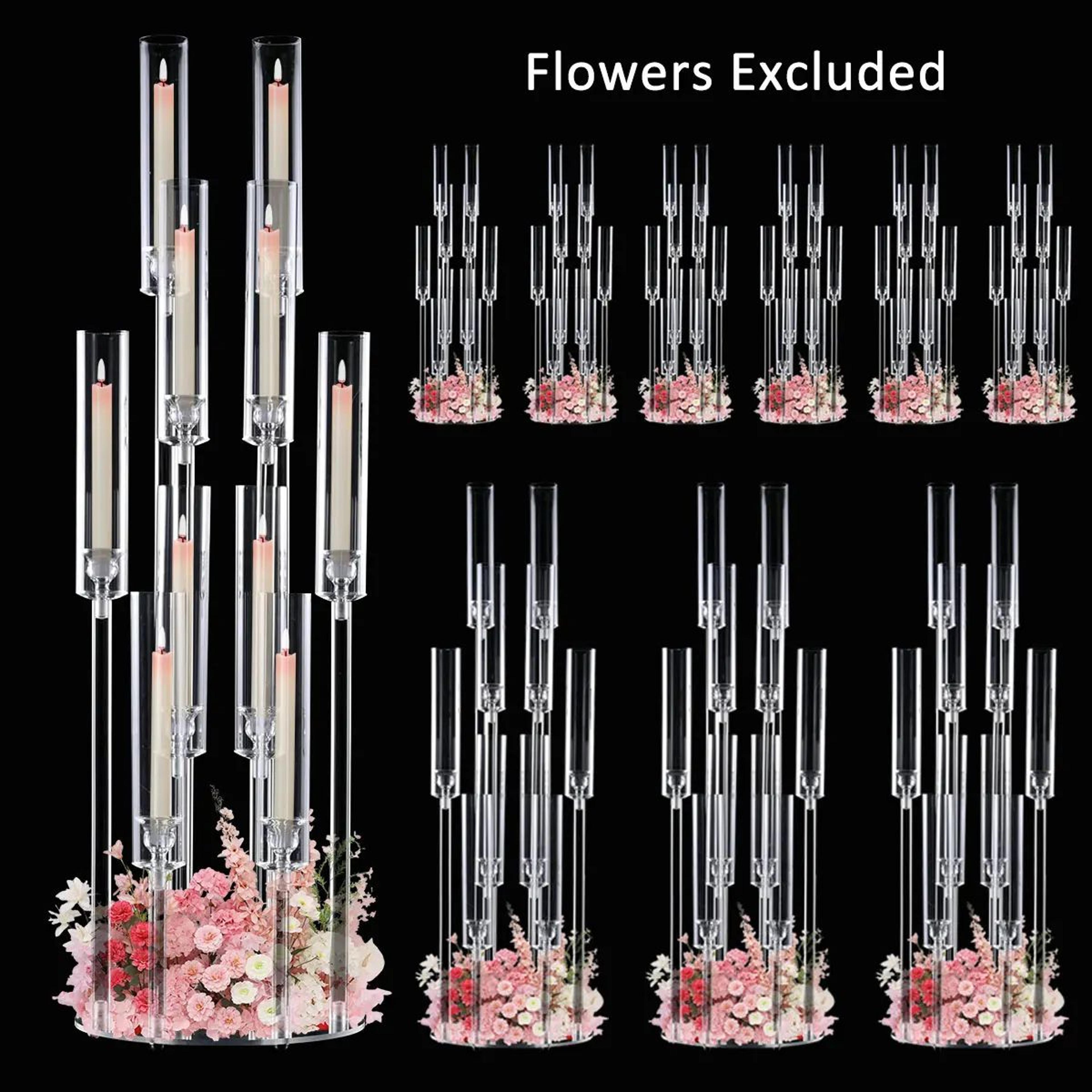 clear acrylic candelabra 10 arm wedding centerpiece candle holder set for elegant table decor