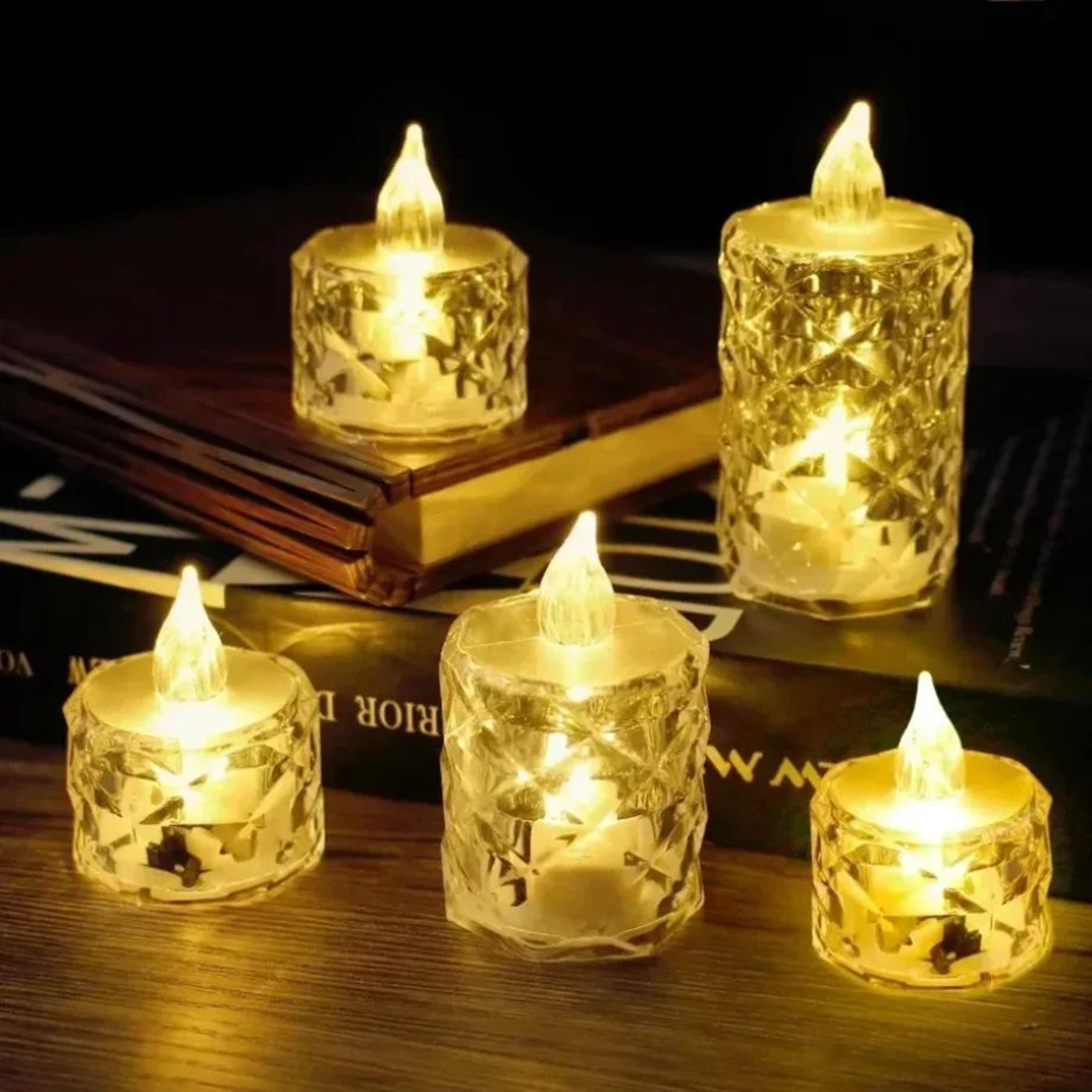 crystal flameless led tea light candles battery operated decorative lights for wedding home party 1 to 24 pack