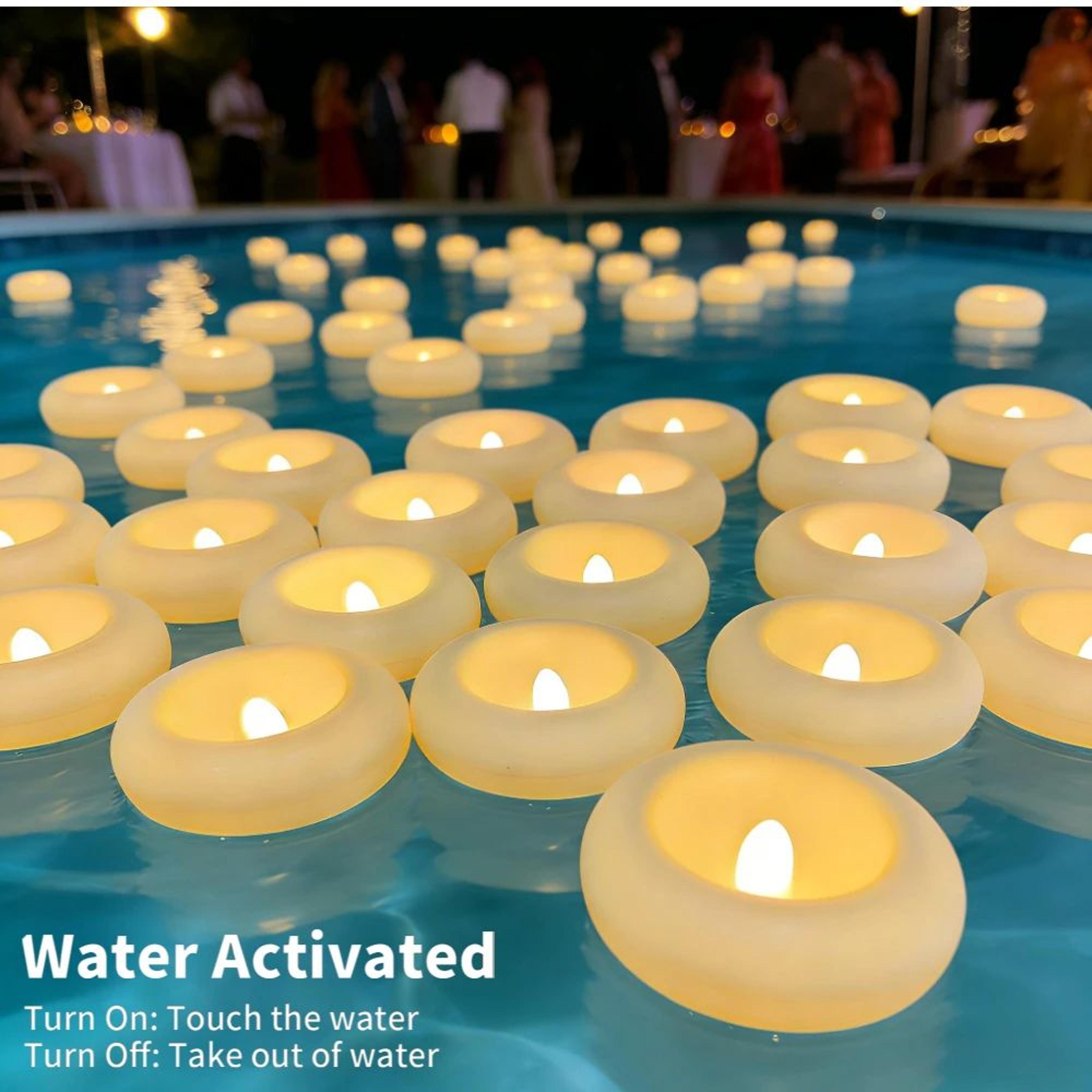 floating led candles waterproof flameless tea lights for pool wedding decor 12 or 24 pieces