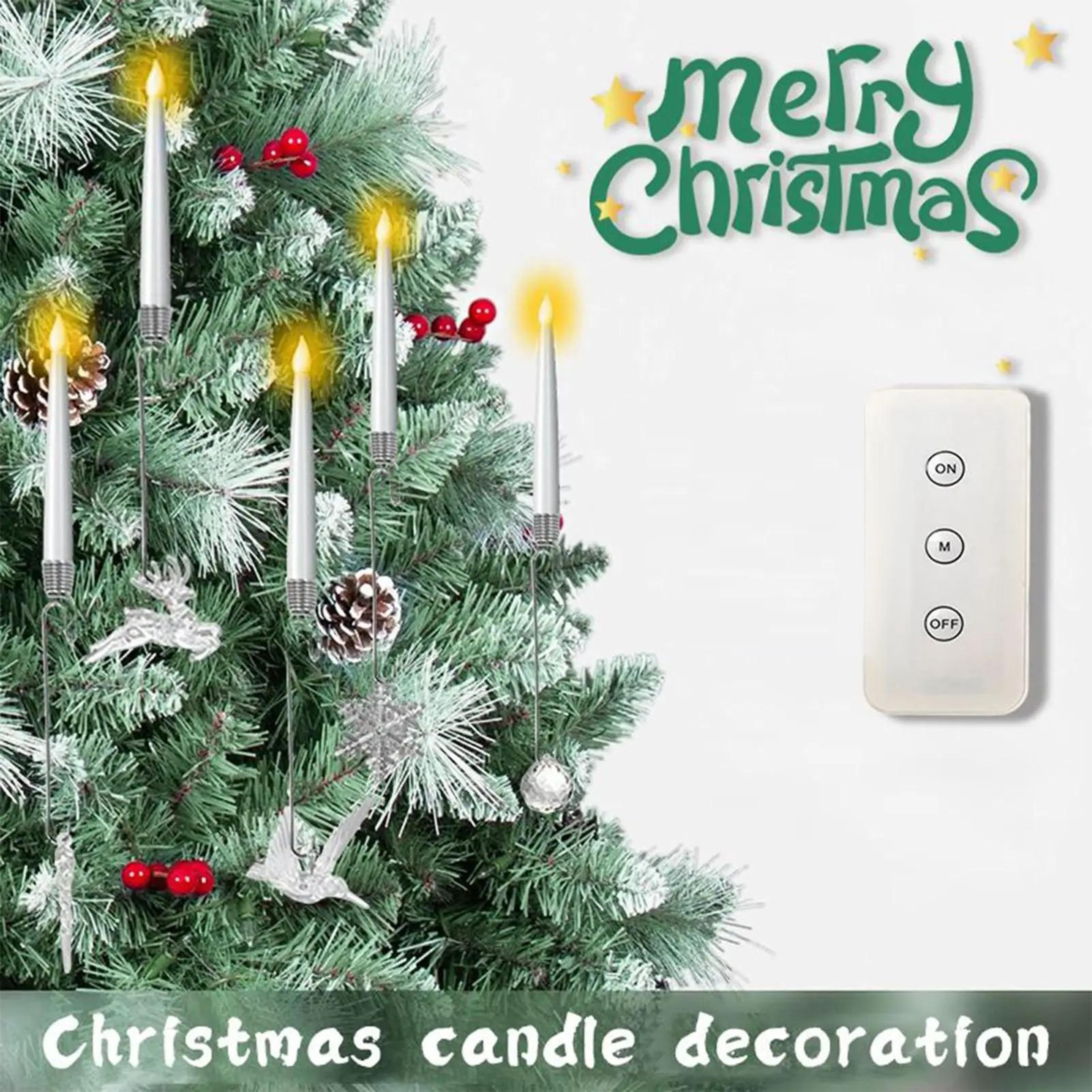 6-piece christmas tree candles with remote flameless led candles snowflake crystal ball hanging lights