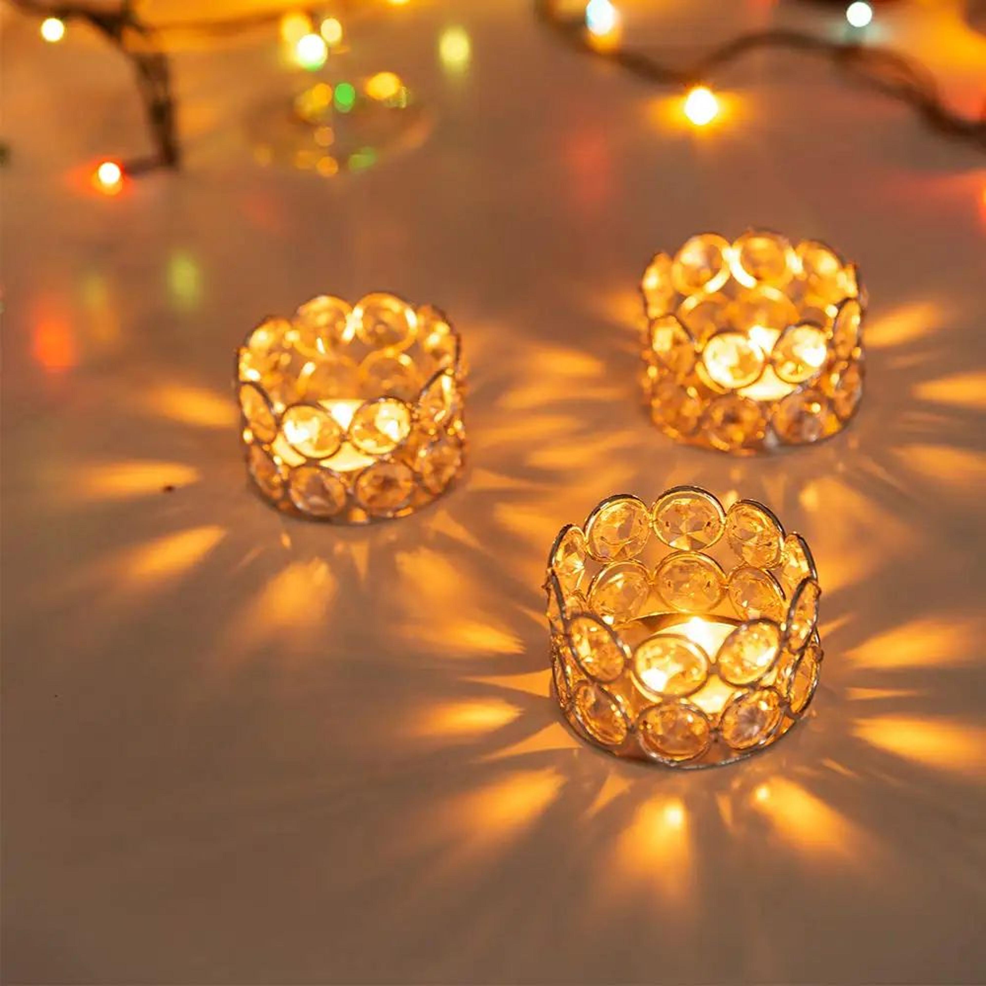 crystal tea light candle holder for wedding table centerpiece decor gold or silver