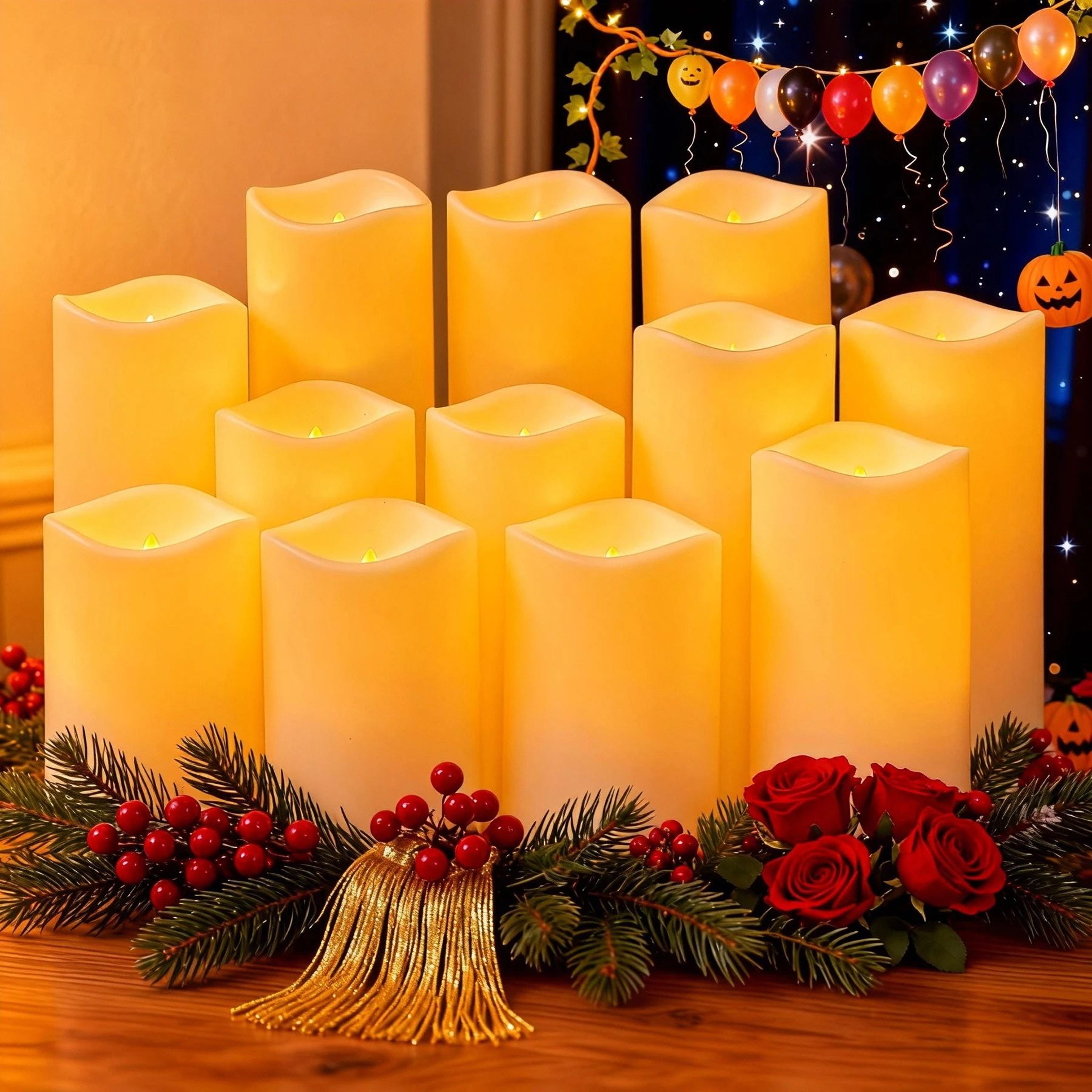 12 piece led flameless candles set with remote control flickering tea lights for home and wedding decor