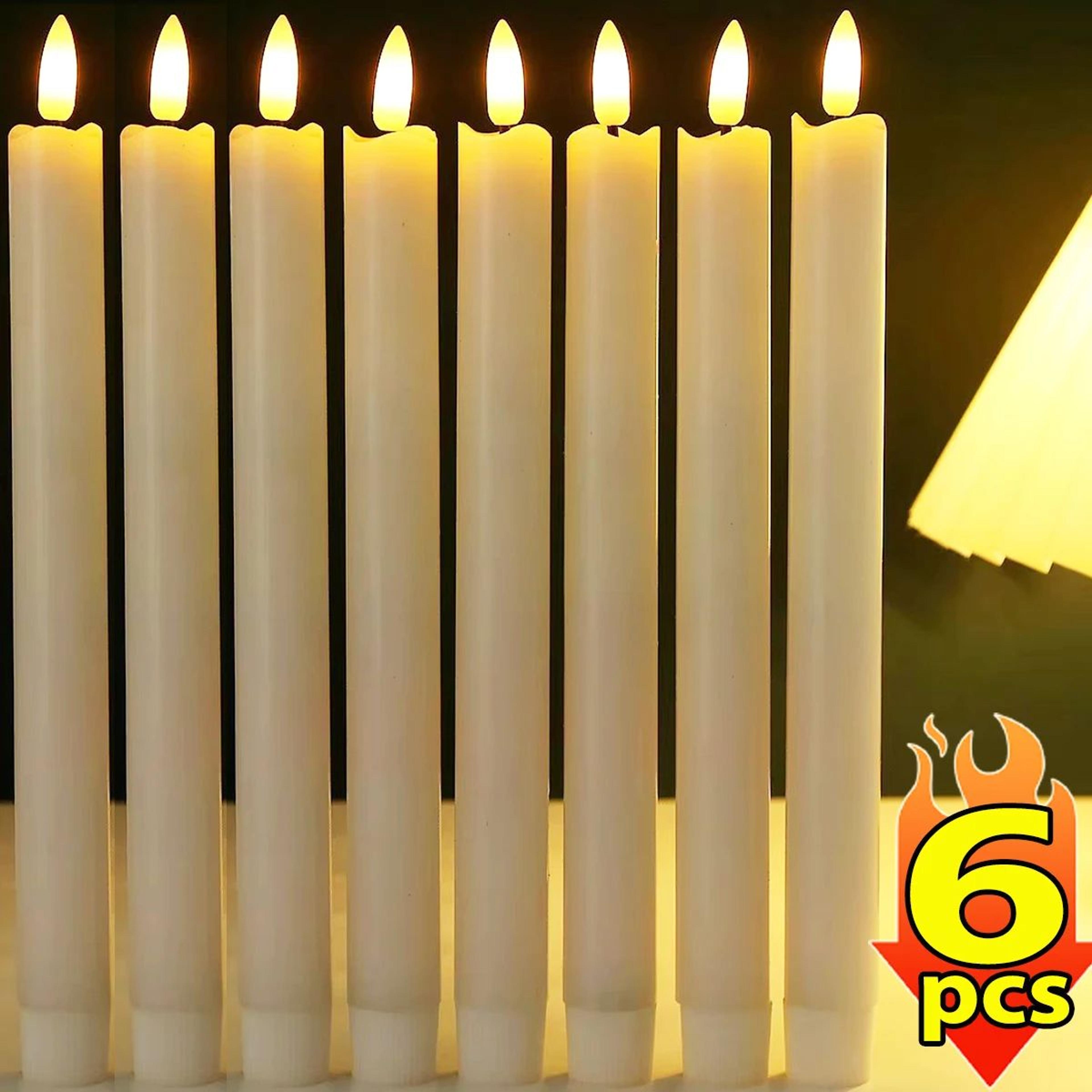 battery operated flameless taper candles with realistic flickering led light for wedding and party decor