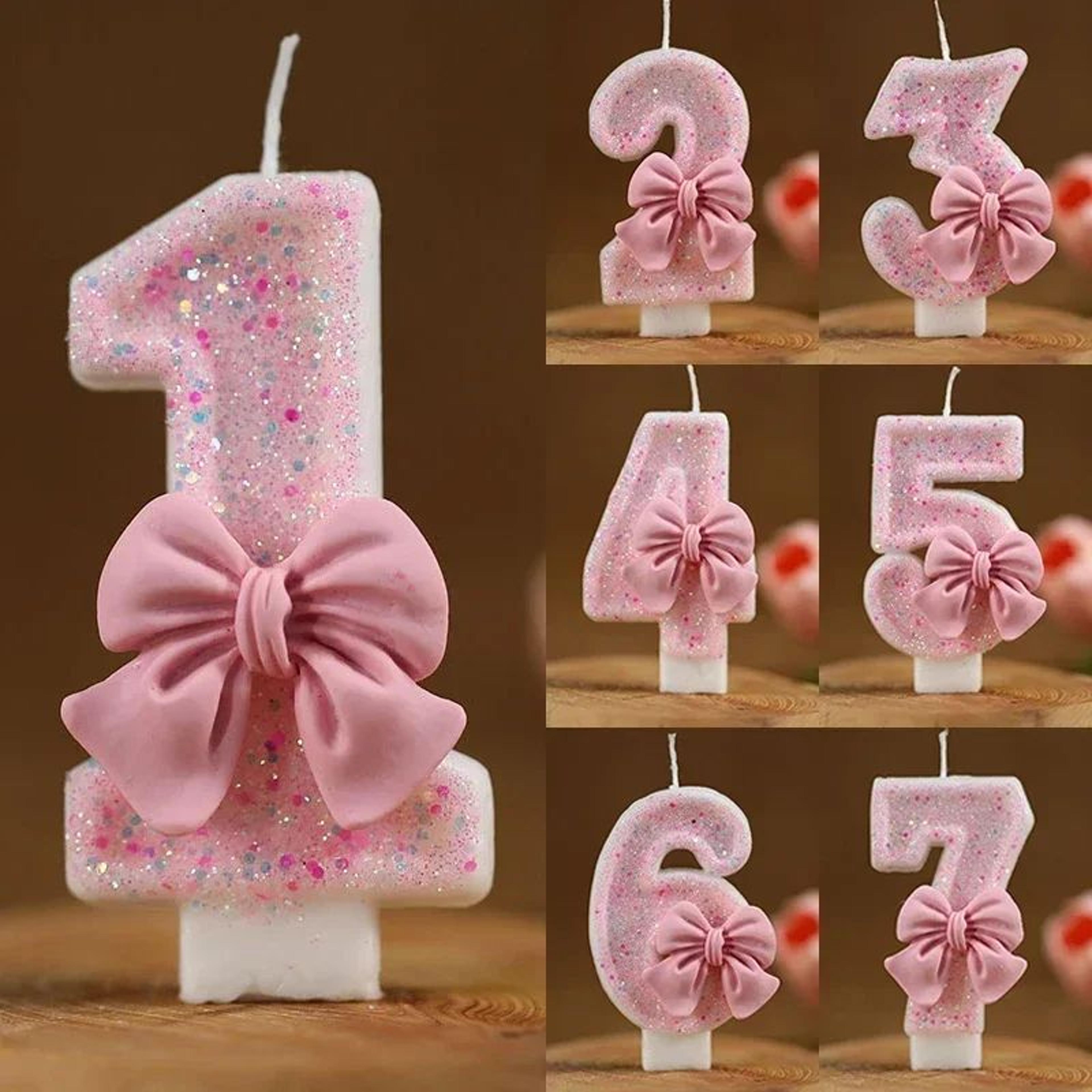 pink glitter number birthday candle 3d cake topper candle for birthday cakes 0 to 9