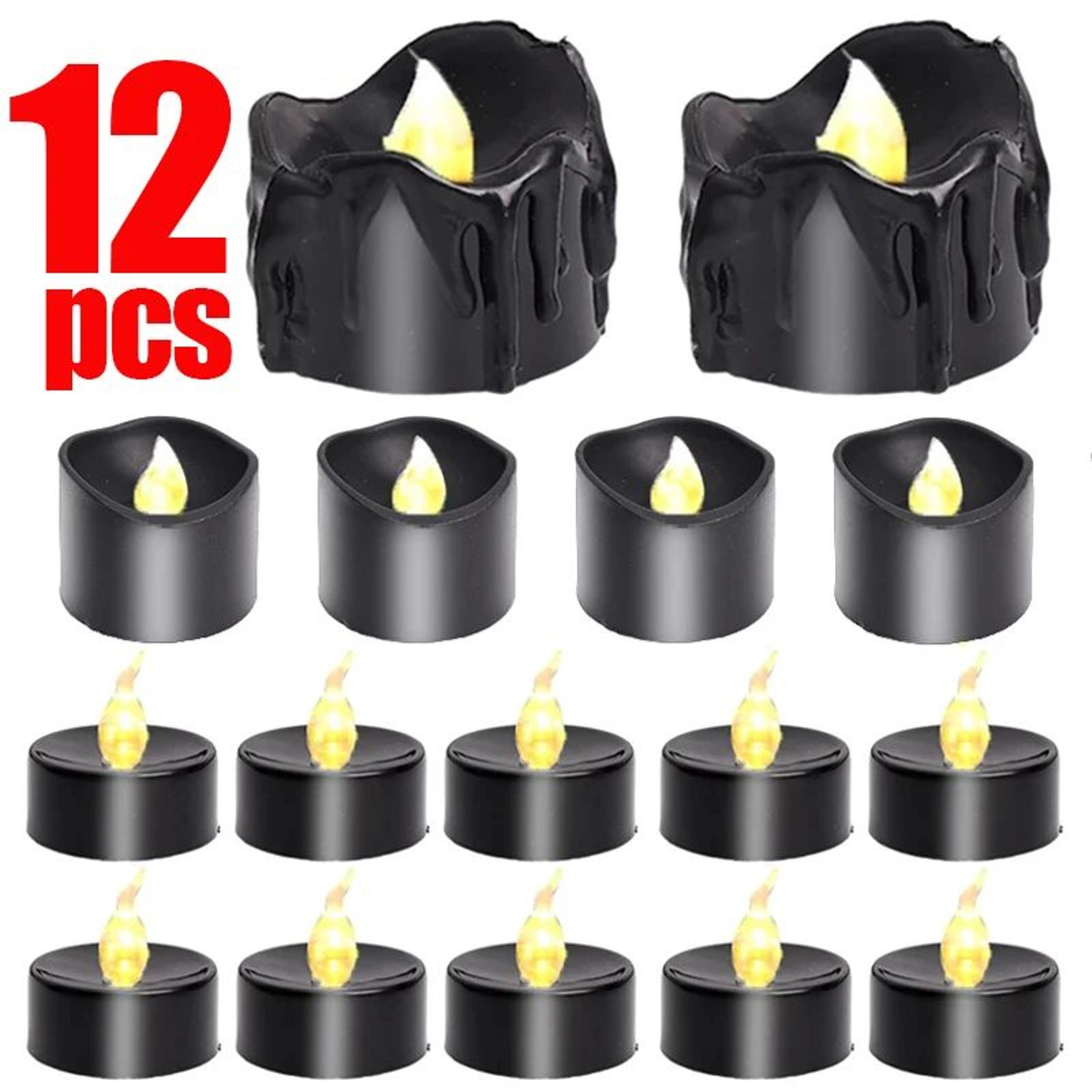 black flameless led candles battery operated tea lights for halloween wedding and party decor