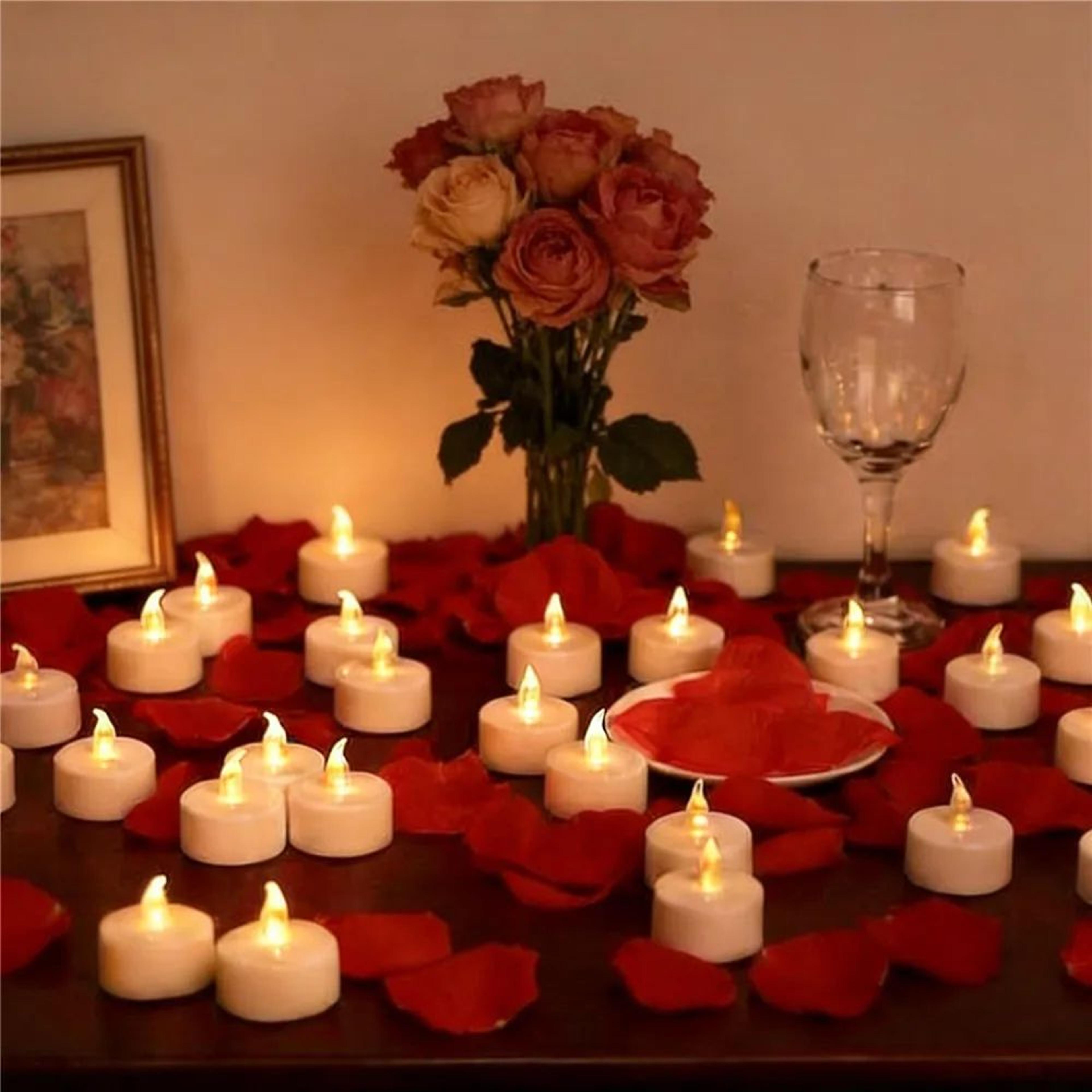warm yellow led tea lights flameless candles 12 or 24 pack battery operated flickering decor