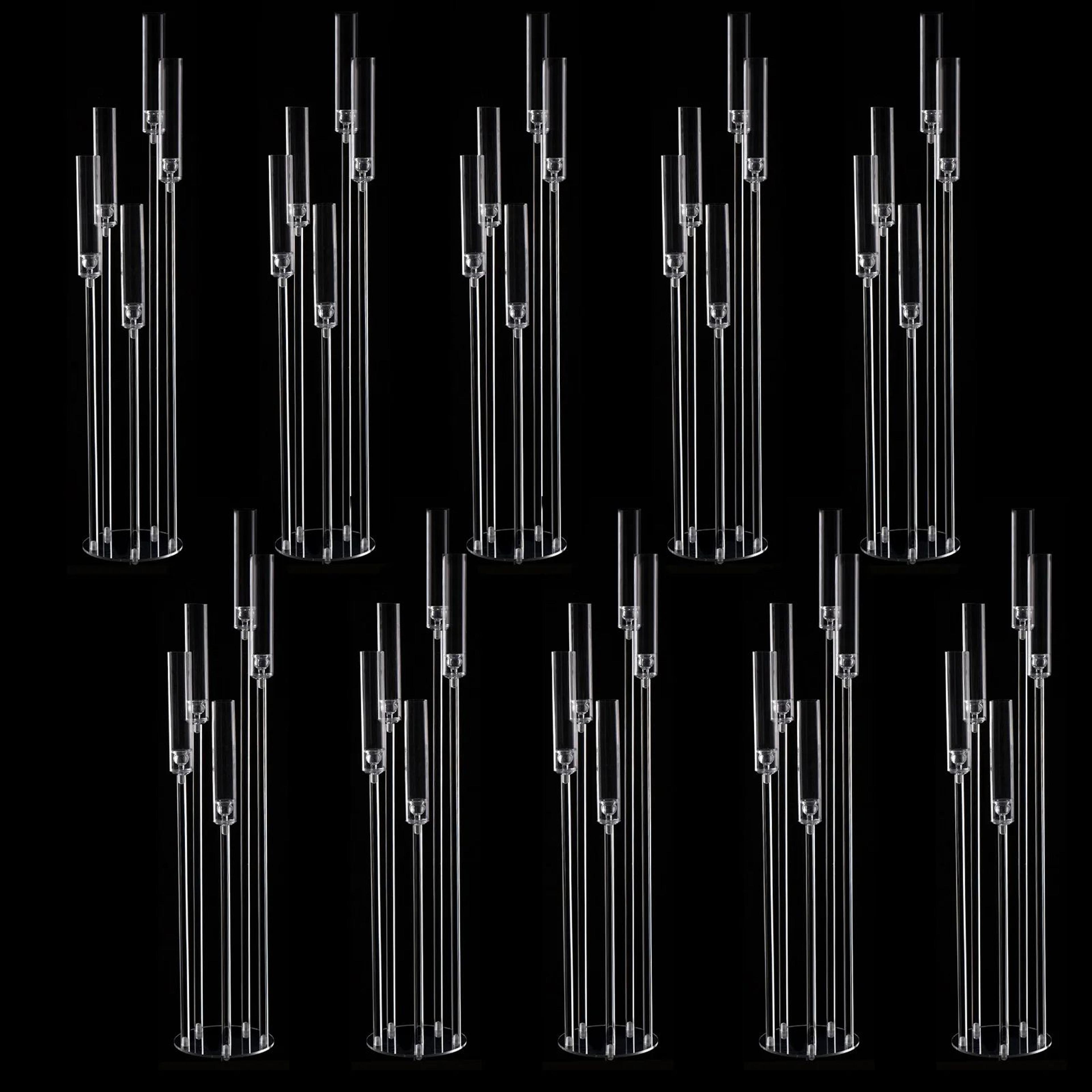 crystal clear acrylic candelabra 5 arm tall wedding candle holder floor centerpiece set 10pcs