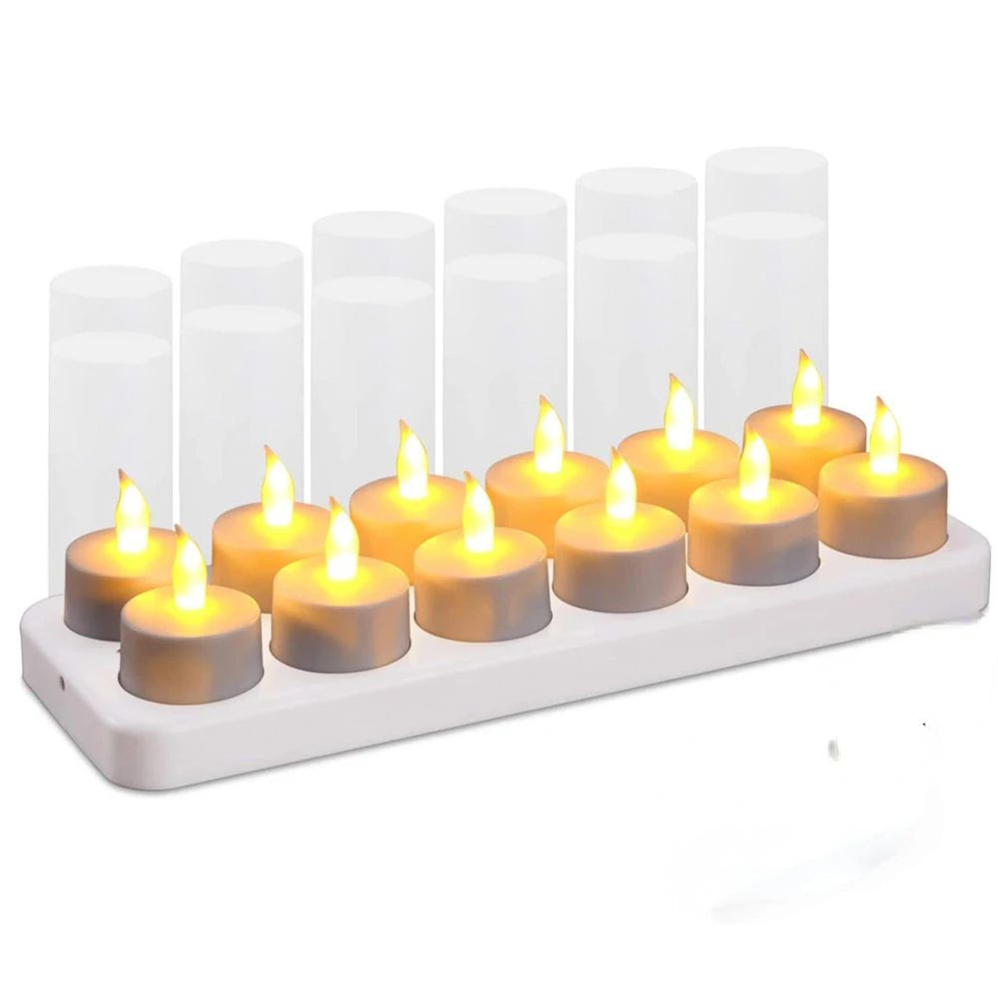 usb rechargeable flameless tea lights led candle set 6 or 12 pack for wedding and home decor