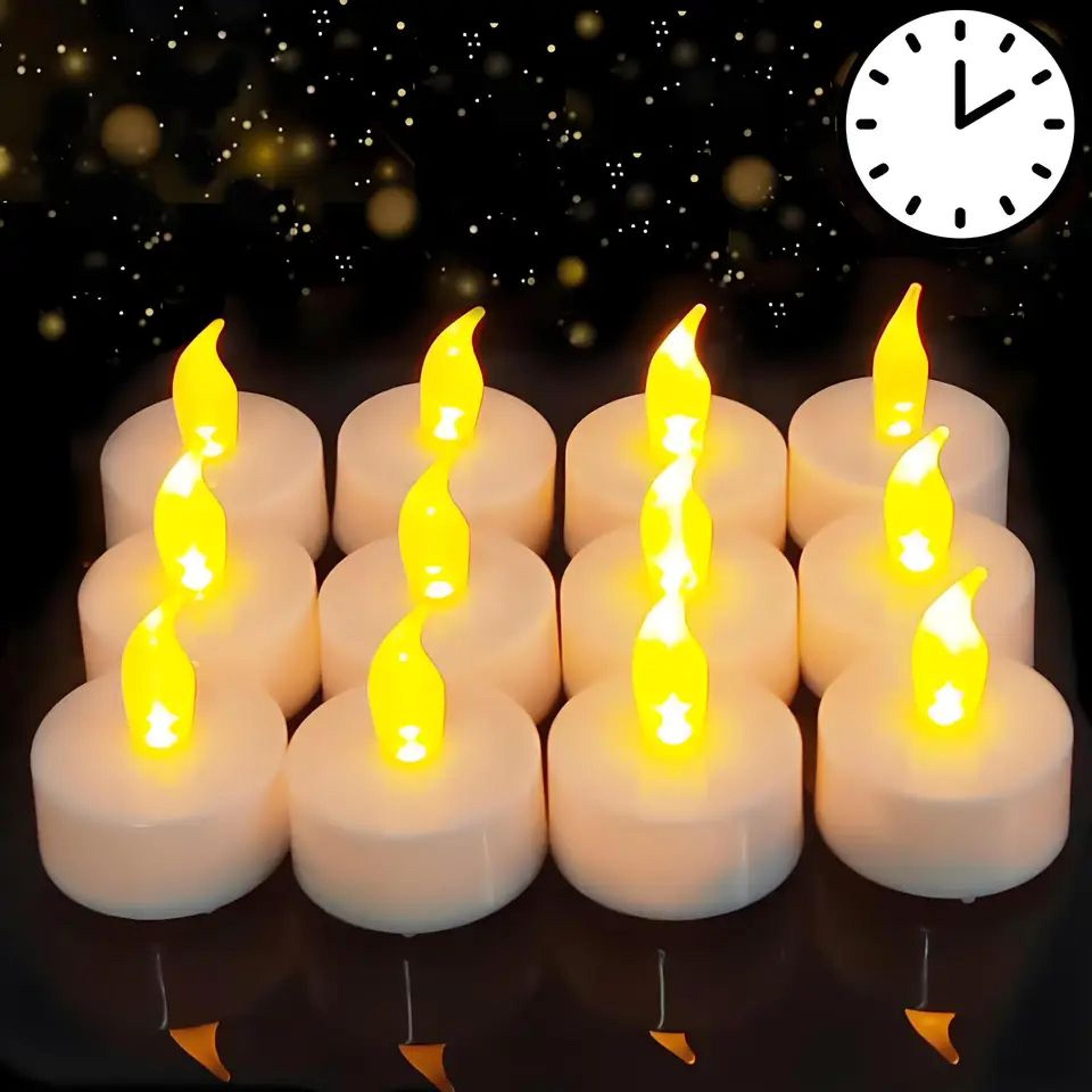 12 pack flameless led tea light candles with auto timer flickering battery operated warm white