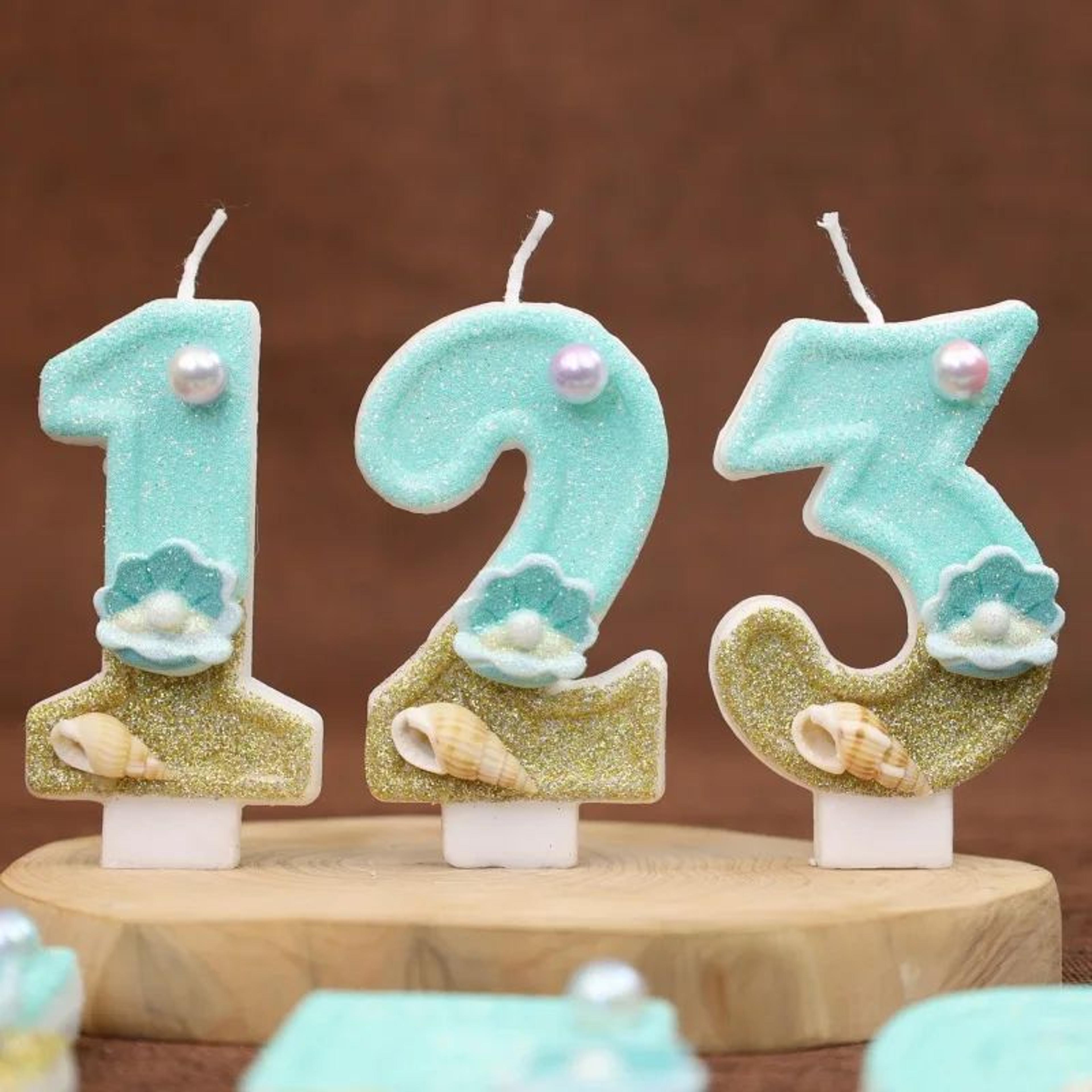 ocean theme birthday number candle for cake beach party cake topper decoration