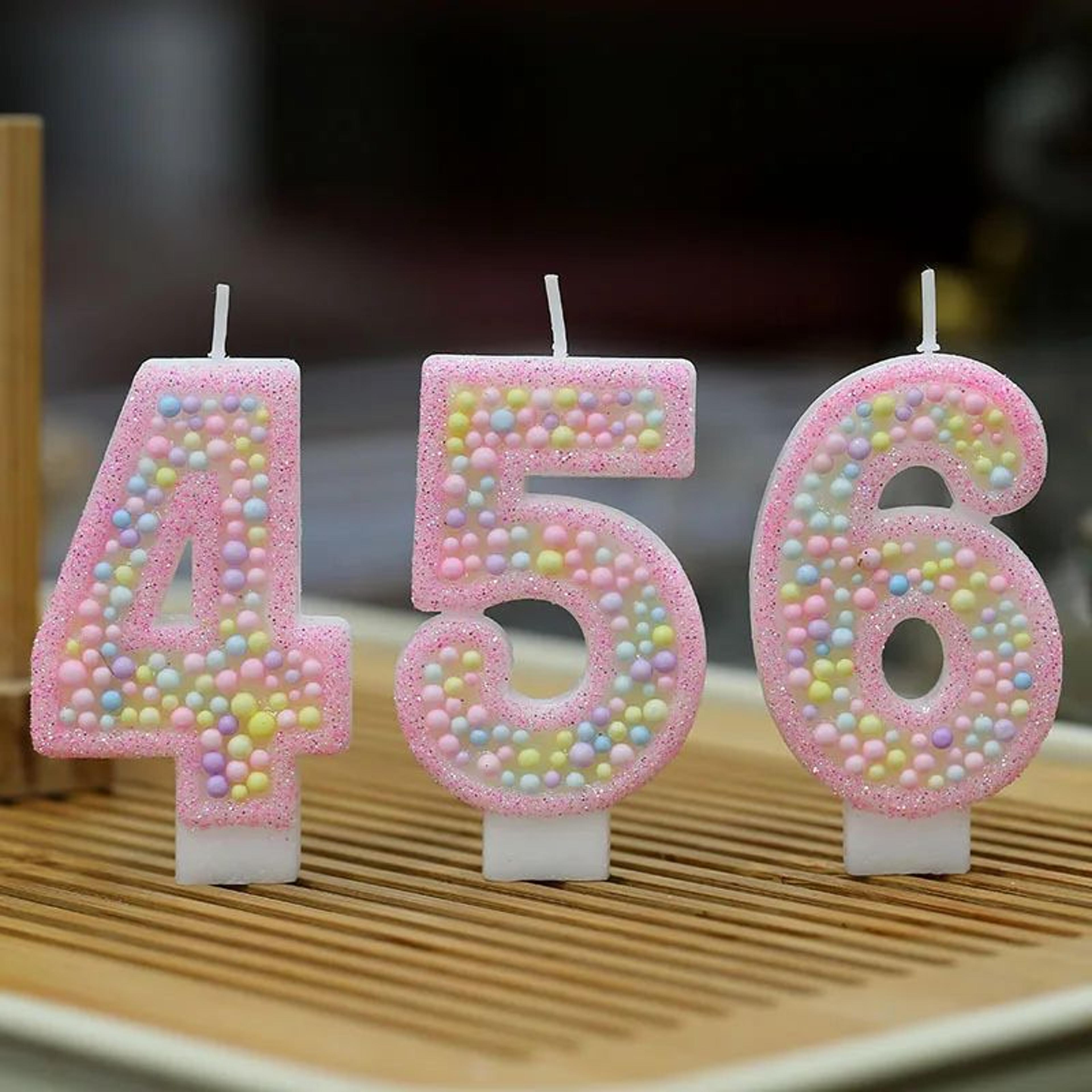 macaron color number birthday candle 0-9 colorful cake topper for party decorations