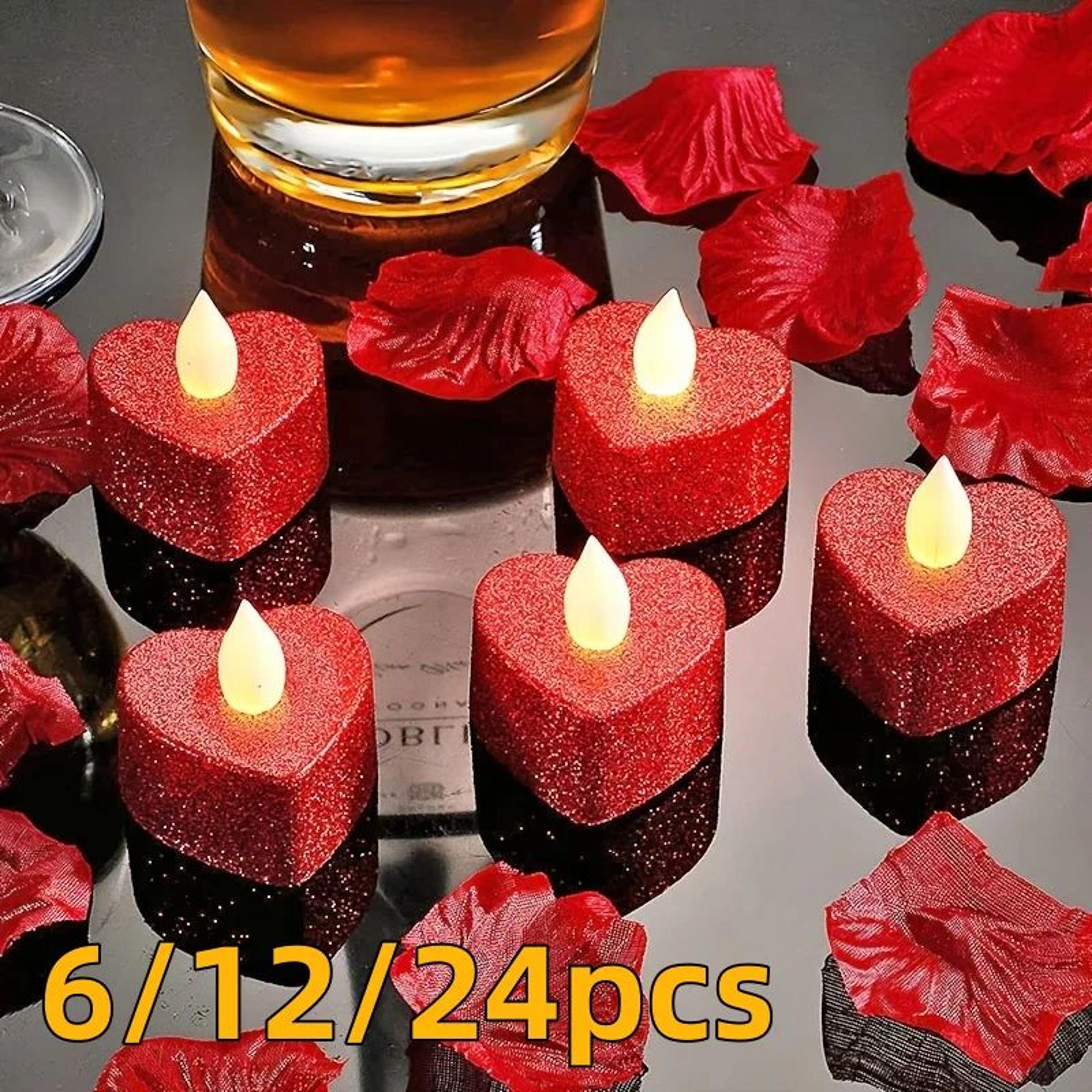 heart shape led candles flameless wedding decor romantic battery operated candles 1 6 12 24 pieces